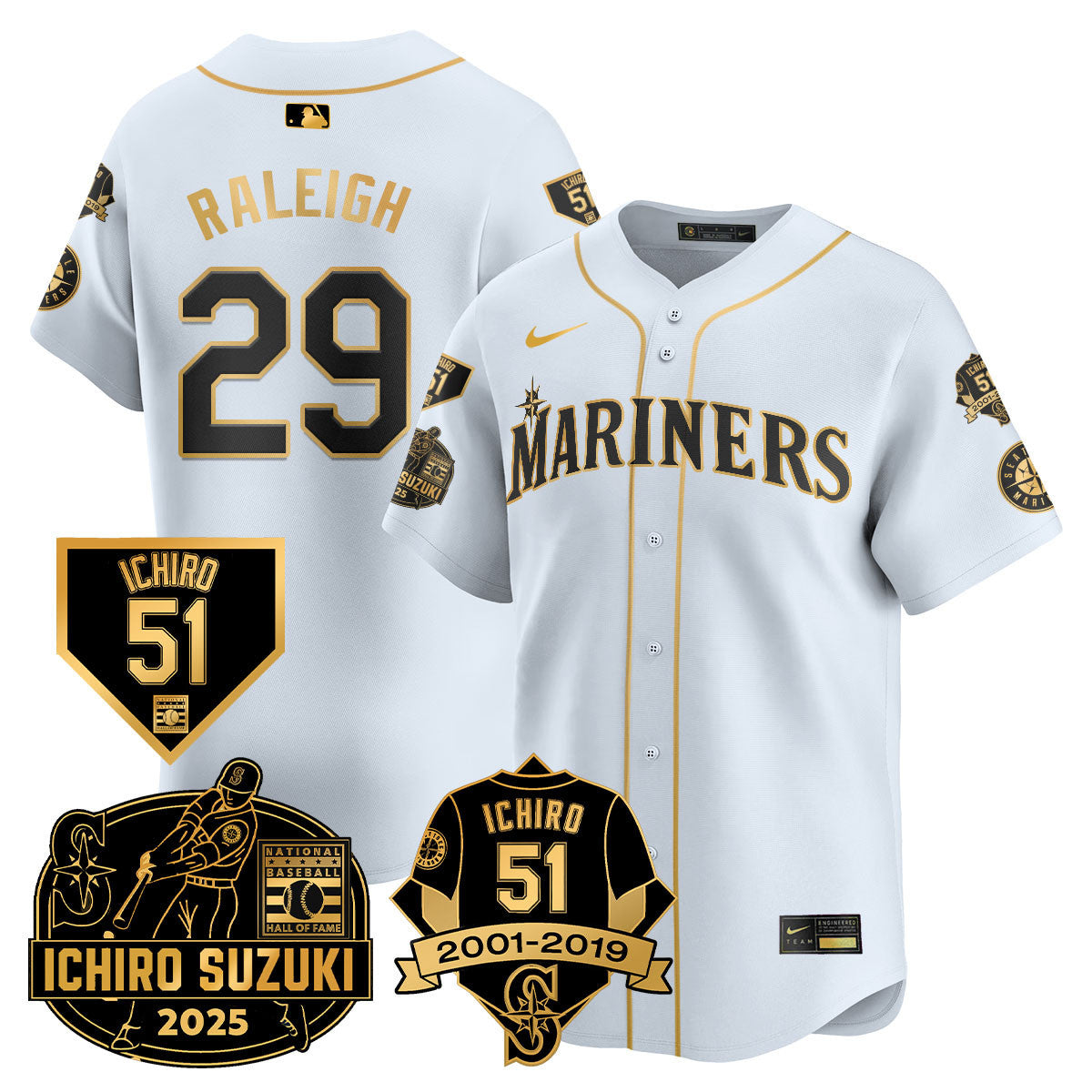 SEA Ichiro Number Retirement Jersey - Stitched