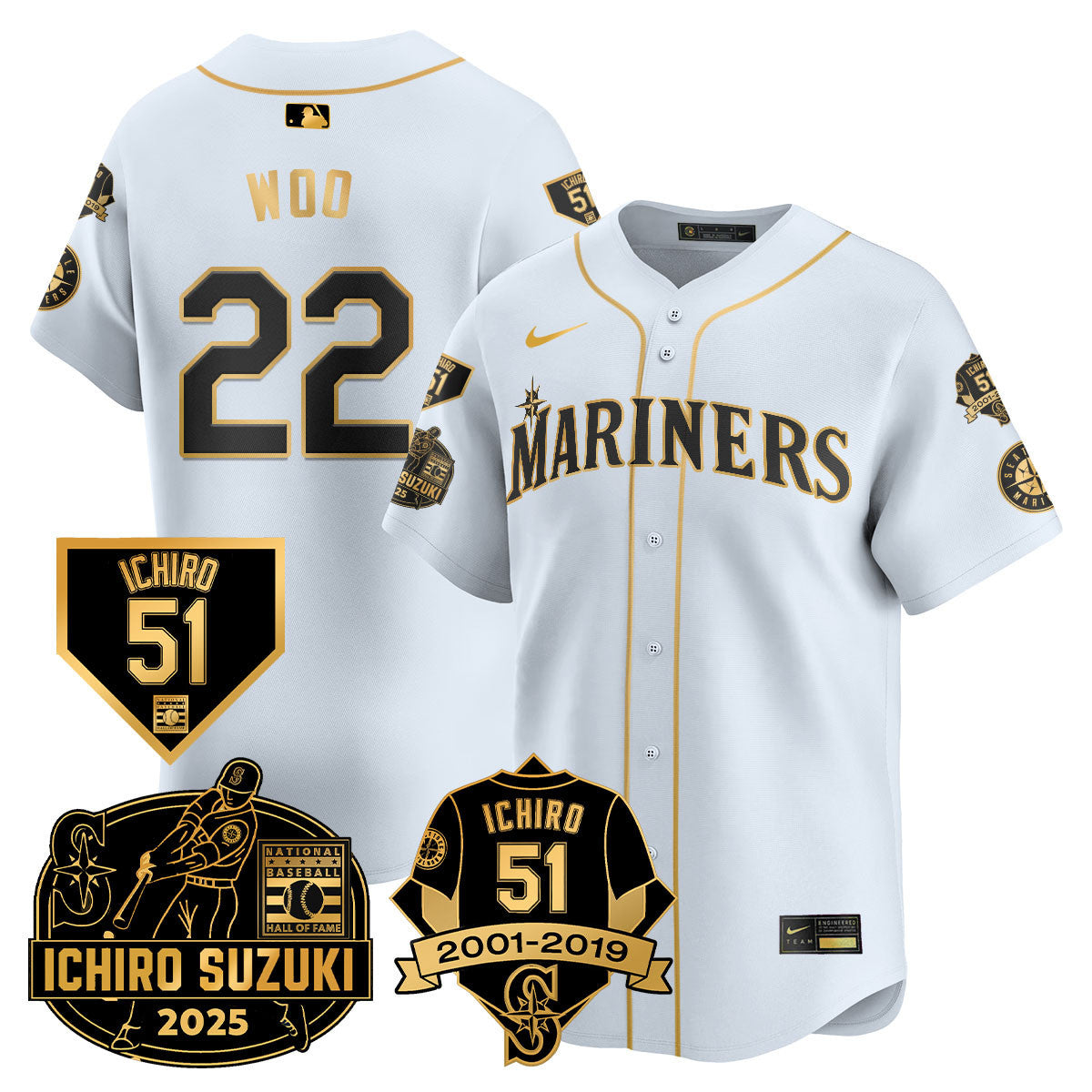 SEA Ichiro Number Retirement Jersey - Stitched