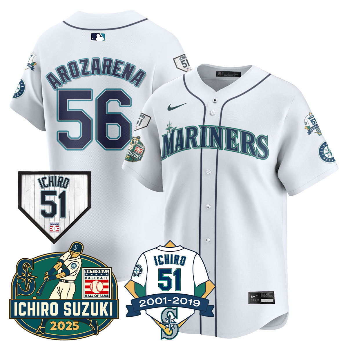 SEA Ichiro Number Retirement Jersey - Stitched
