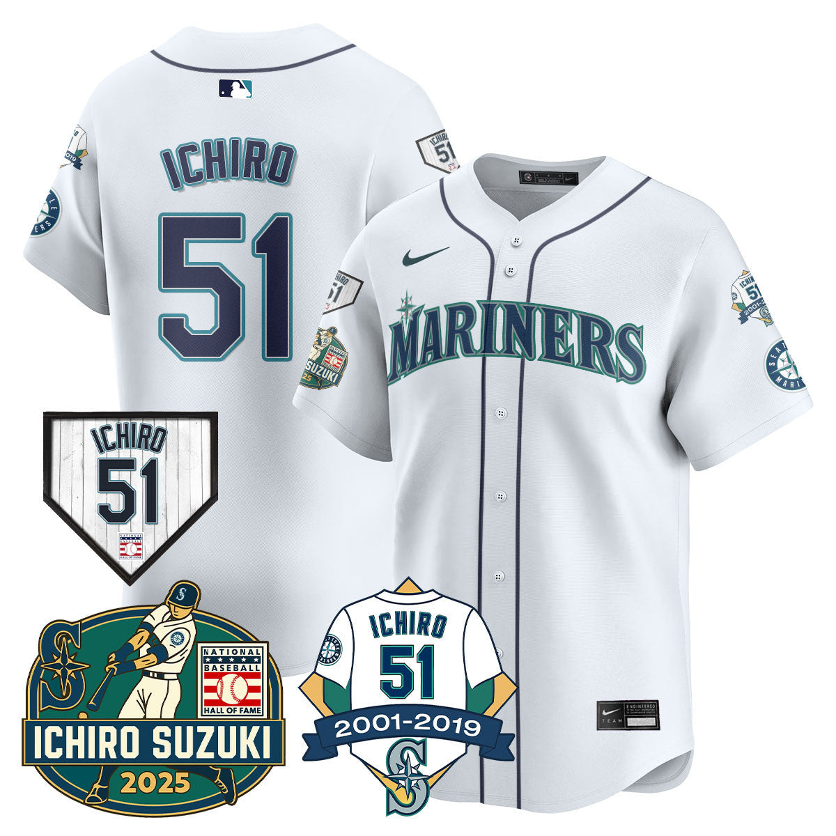 SEA Ichiro Number Retirement Jersey - Stitched