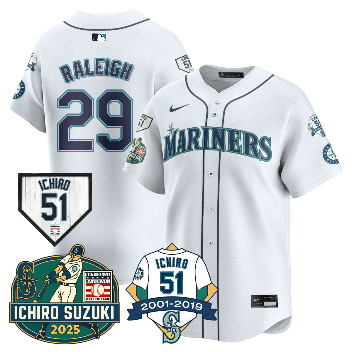 SEA Ichiro Number Retirement Jersey - Stitched
