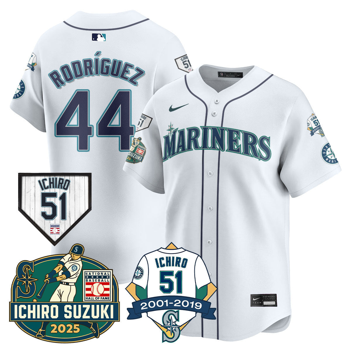 SEA Ichiro Number Retirement Jersey - Stitched