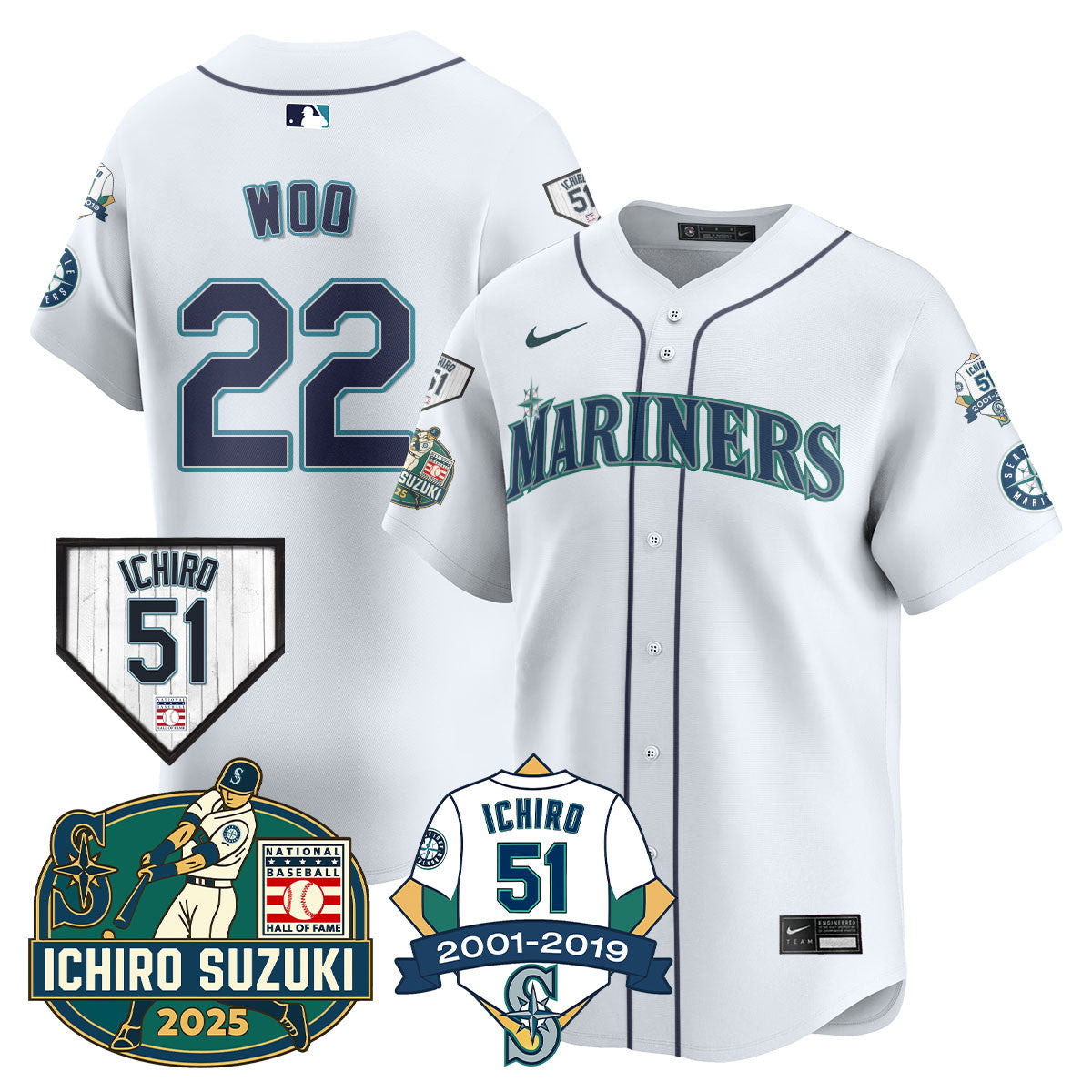 SEA Ichiro Number Retirement Jersey - Stitched
