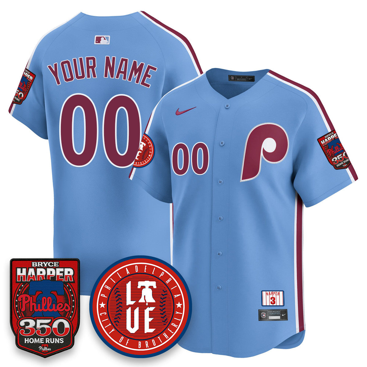 Bryce Harper PHI 350 Home Runs Jersey - Stitched