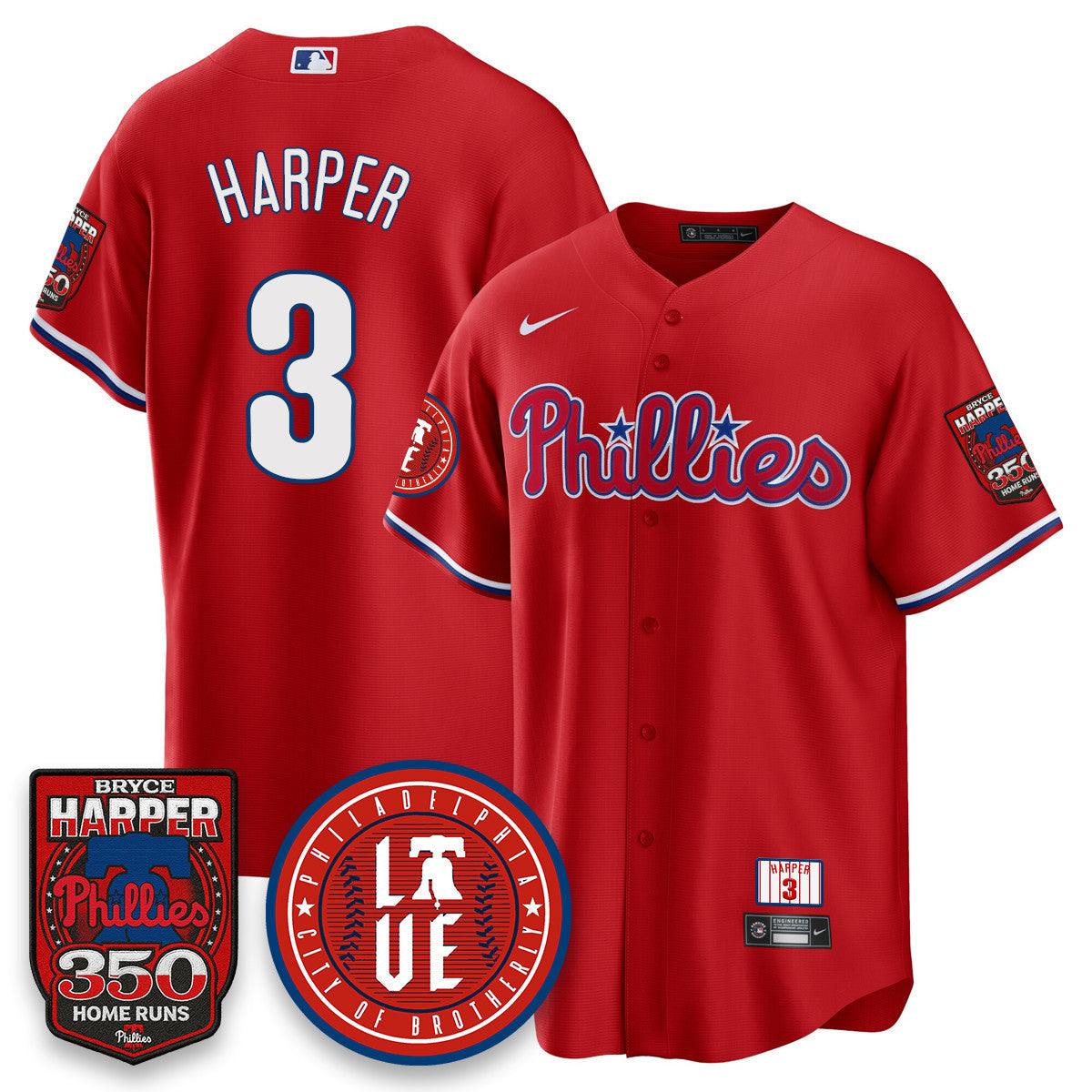 Bryce Harper PHI 350 Home Runs Jersey - Stitched