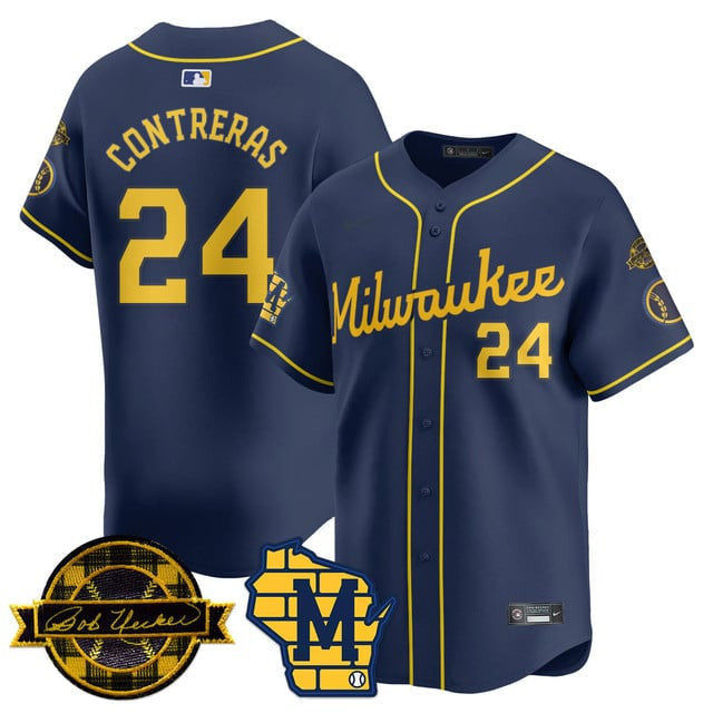 MIL Bob Uecker Patch Vapor Limited Jersey - Stitched
