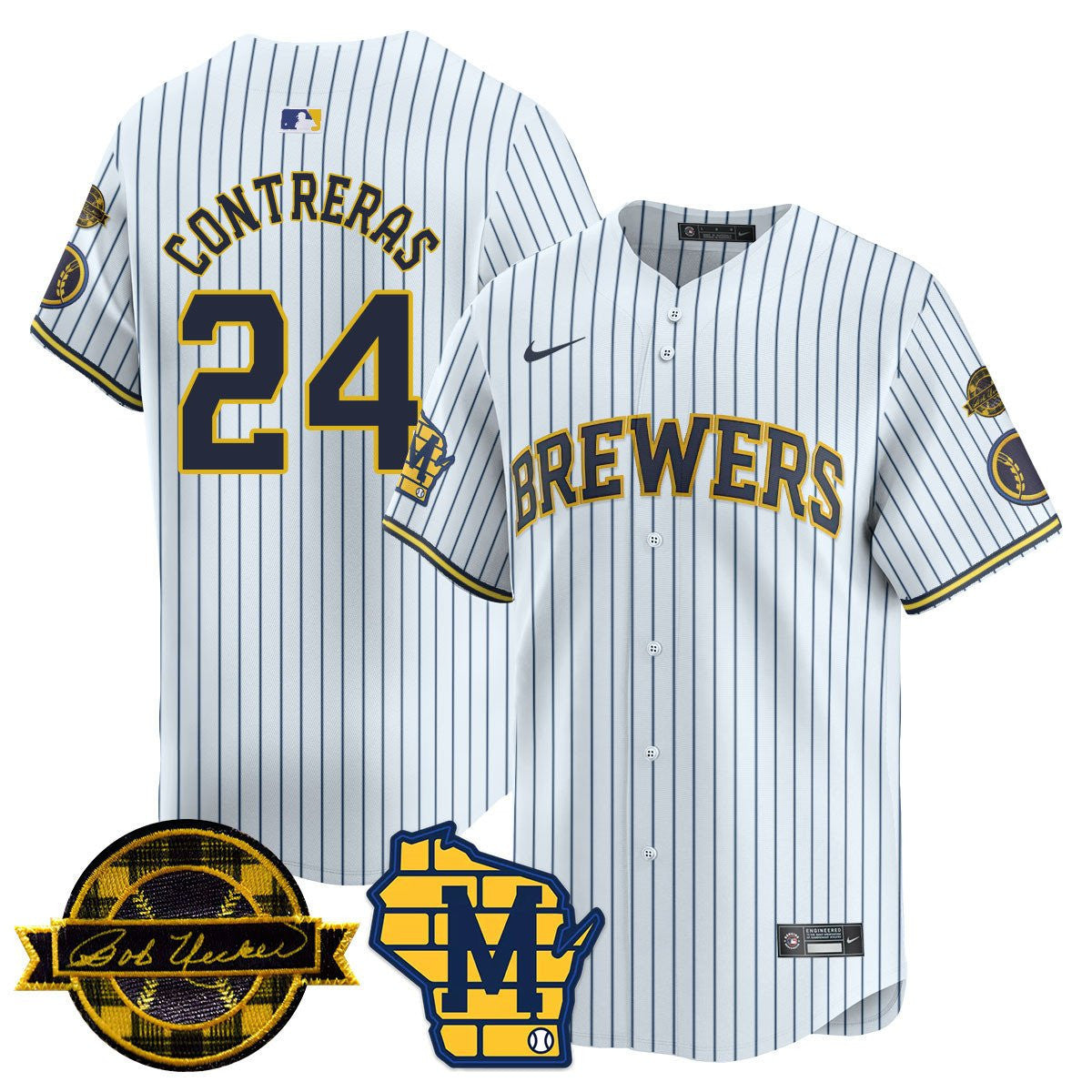 MIL Bob Uecker Patch Vapor Limited Jersey - Stitched