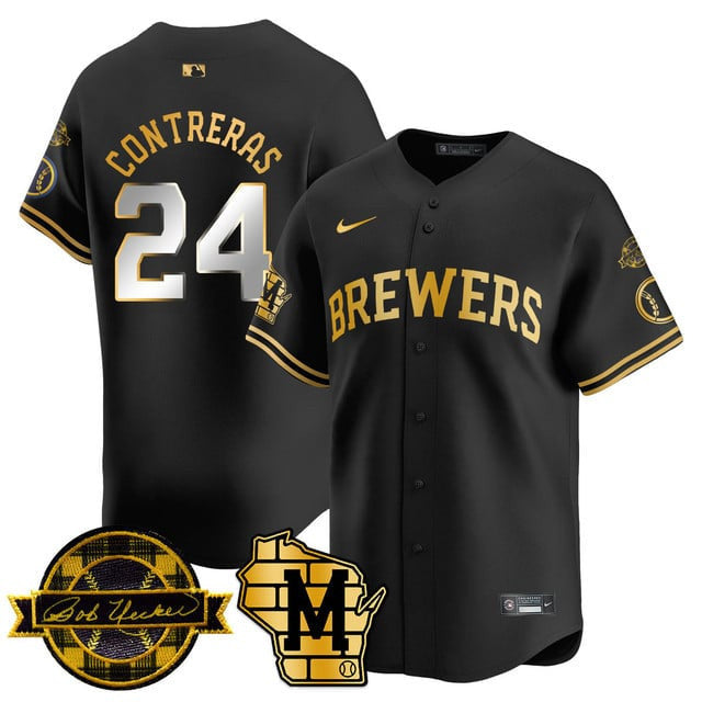 MIL Bob Uecker Patch Vapor Limited Jersey - Stitched