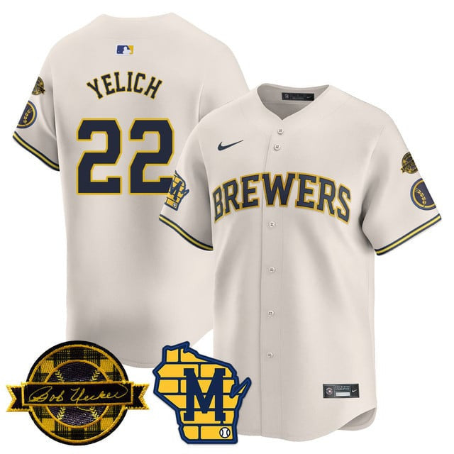 MIL Bob Uecker Patch Vapor Limited Jersey - Stitched