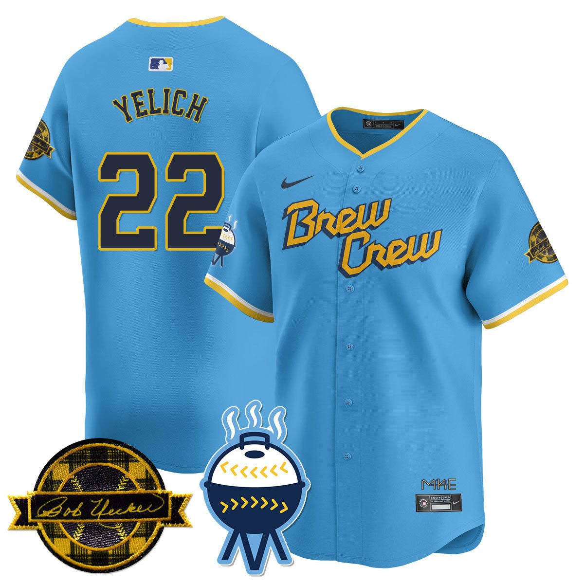MIL Bob Uecker Patch Vapor Limited Jersey - Stitched