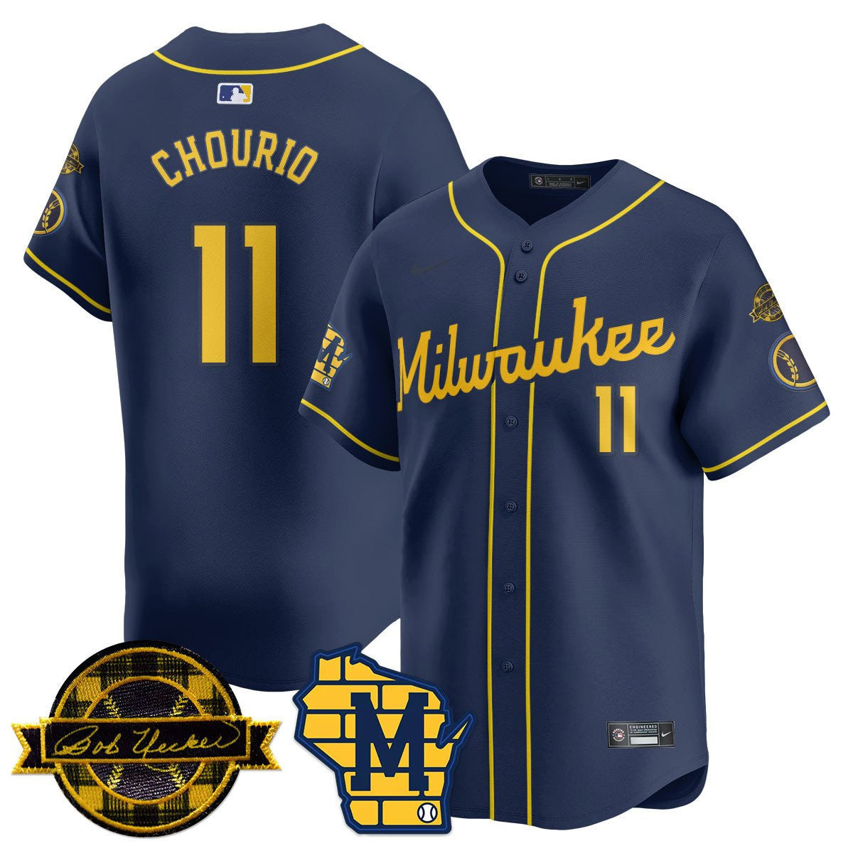 MIL Bob Uecker Patch Vapor Limited Jersey - Stitched