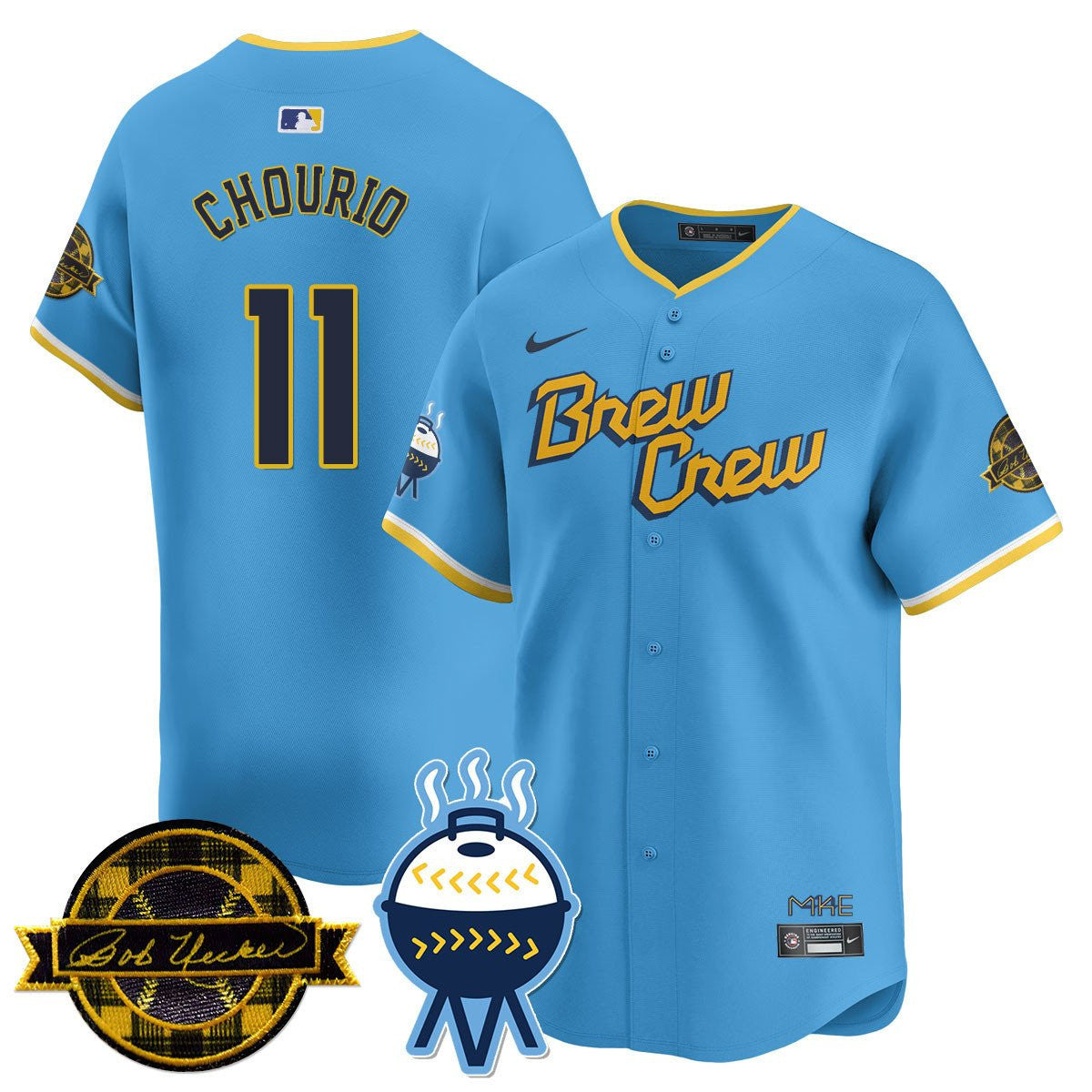 MIL Bob Uecker Patch Vapor Limited Jersey - Stitched