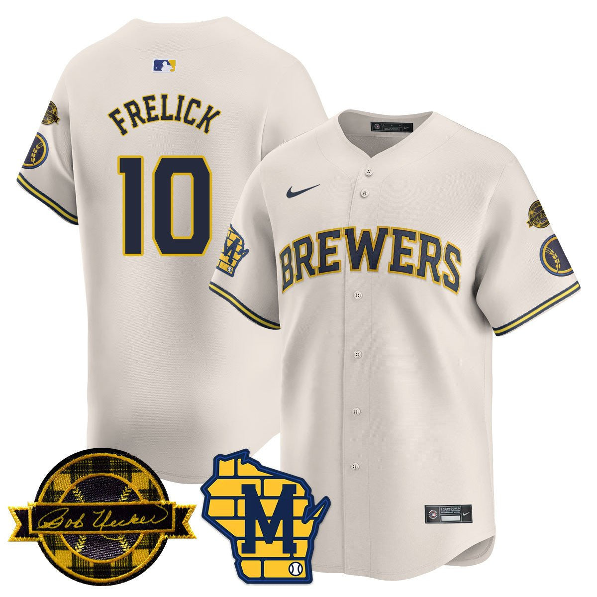MIL Bob Uecker Patch Vapor Limited Jersey - Stitched