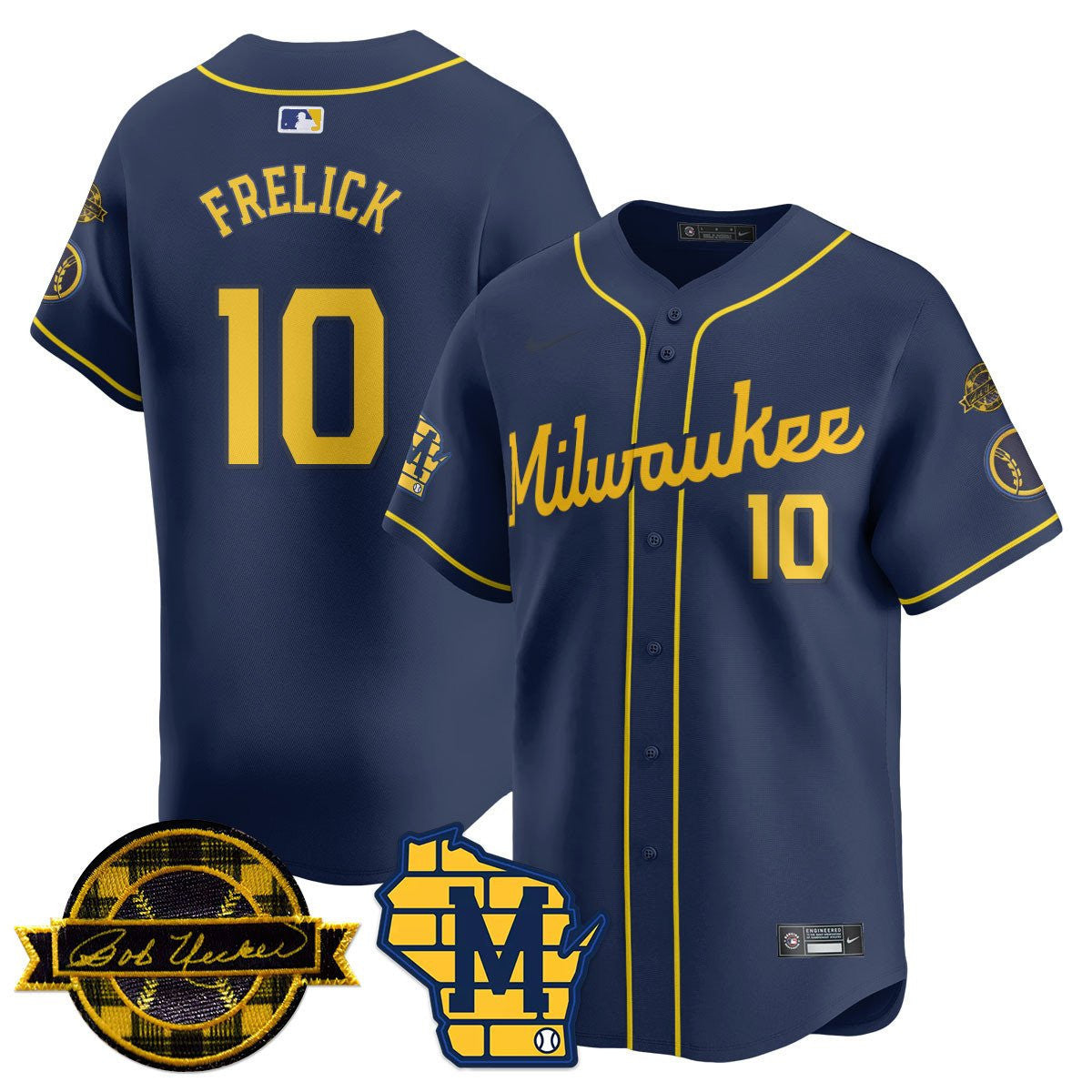MIL Bob Uecker Patch Vapor Limited Jersey - Stitched