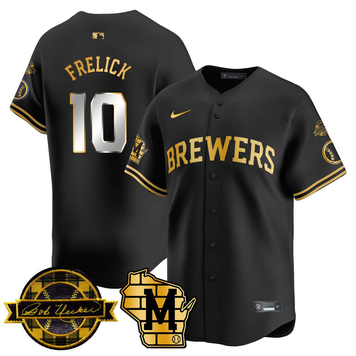 MIL Bob Uecker Patch Vapor Limited Jersey - Stitched