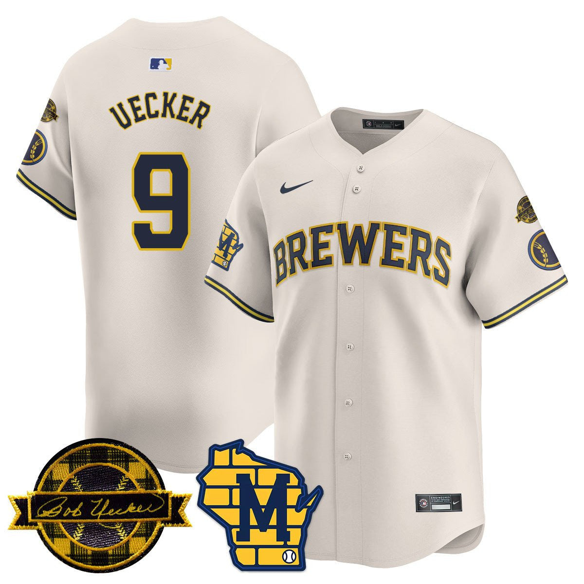 MIL Bob Uecker Patch Vapor Limited Jersey - Stitched