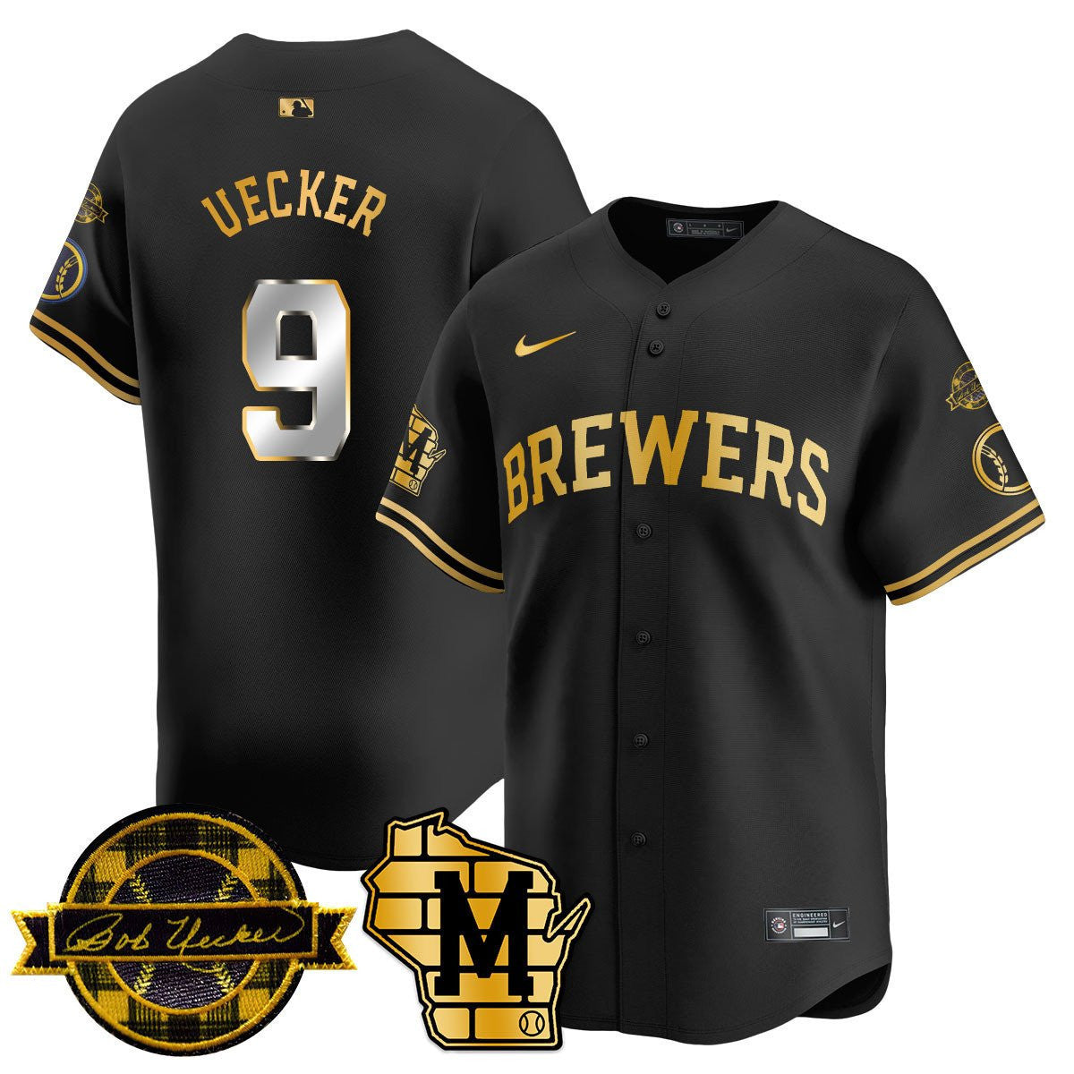 MIL Bob Uecker Patch Vapor Limited Jersey - Stitched