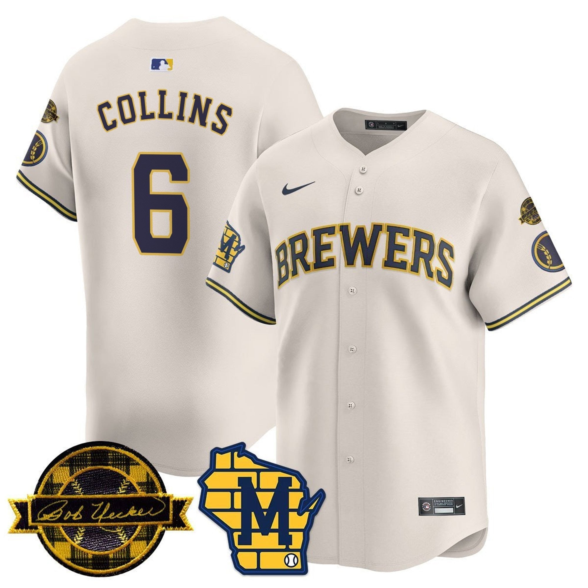 MIL Bob Uecker Patch Vapor Limited Jersey - Stitched