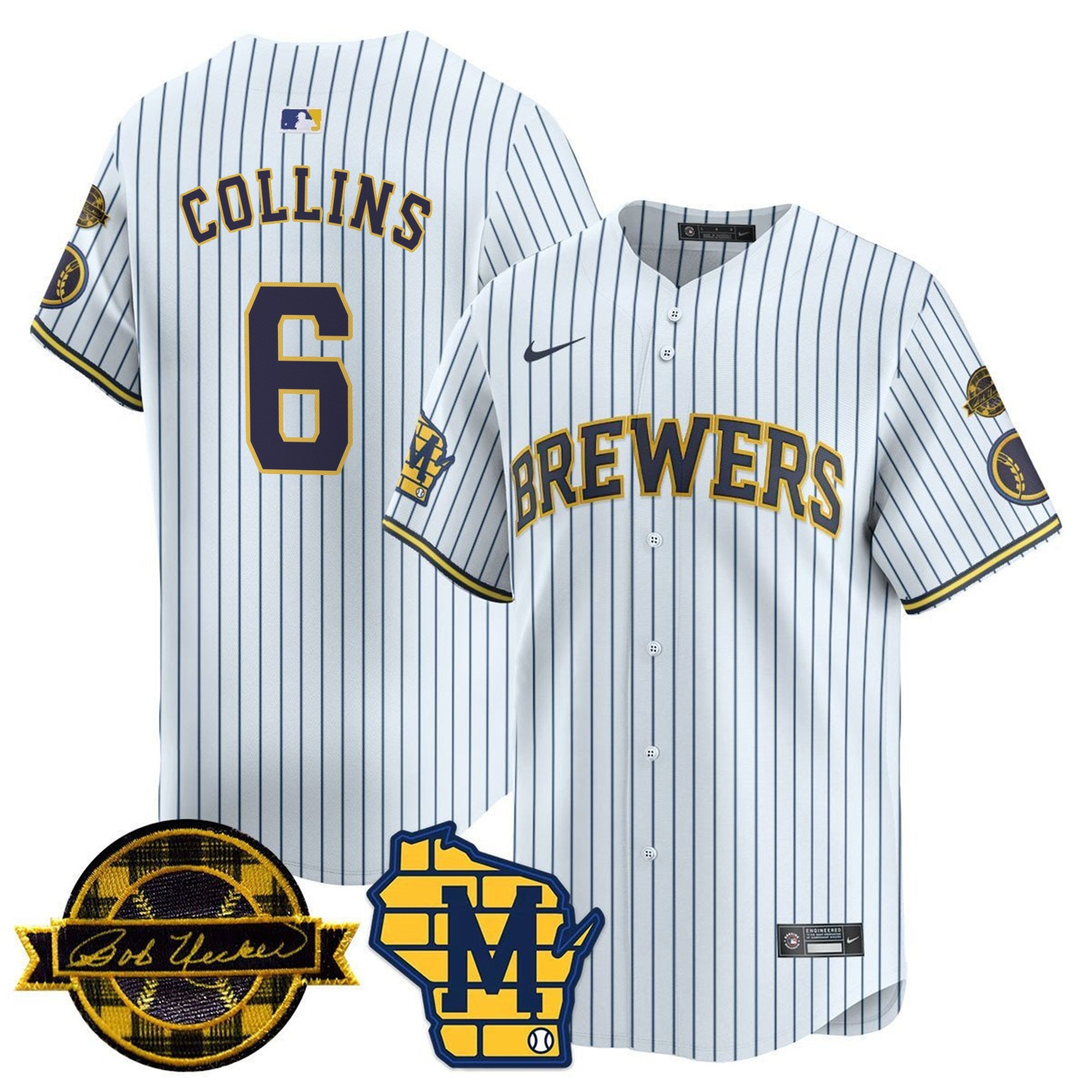MIL Bob Uecker Patch Vapor Limited Jersey - Stitched