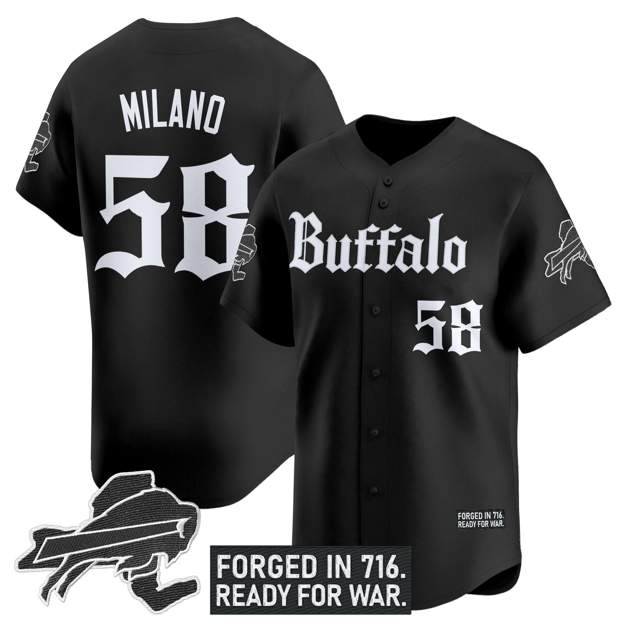 BUF 'Gothic Cold Front Edition' Vapor Baseball Jersey - Stitched