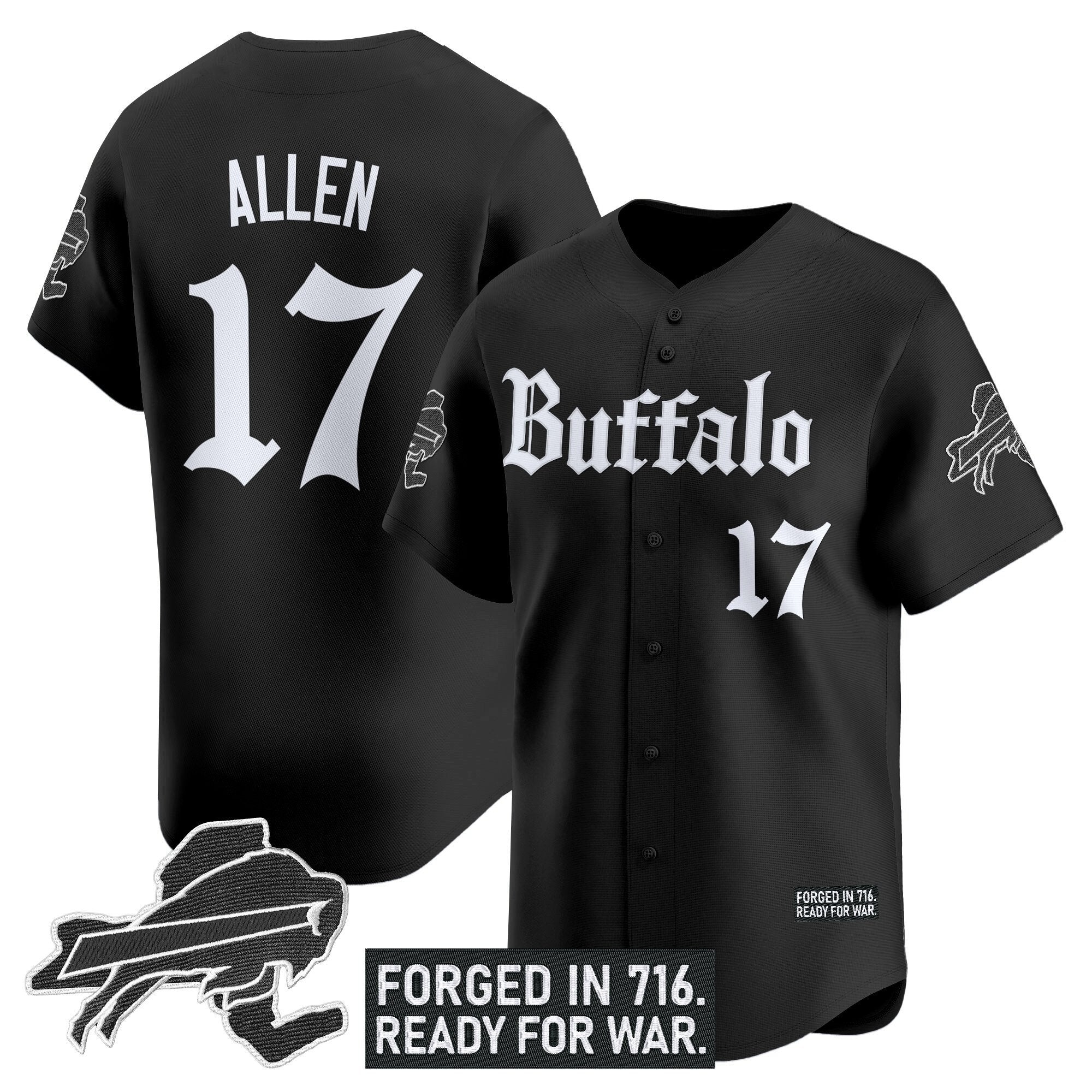 BUF 'Gothic Cold Front Edition' Vapor Baseball Jersey - Stitched