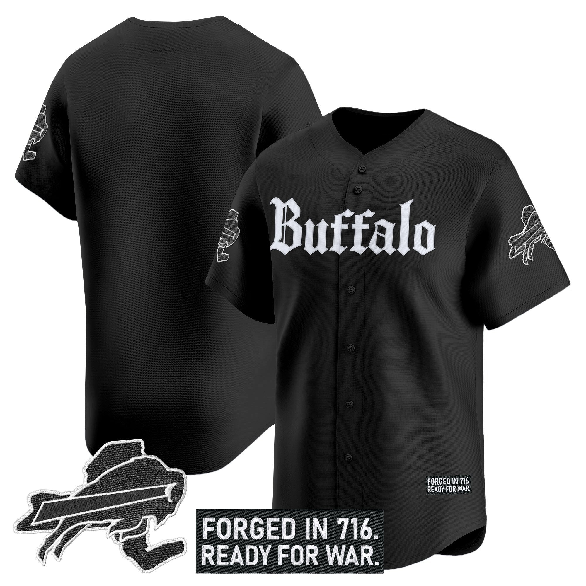 BUF 'Gothic Cold Front Edition' Vapor Baseball Jersey - Stitched