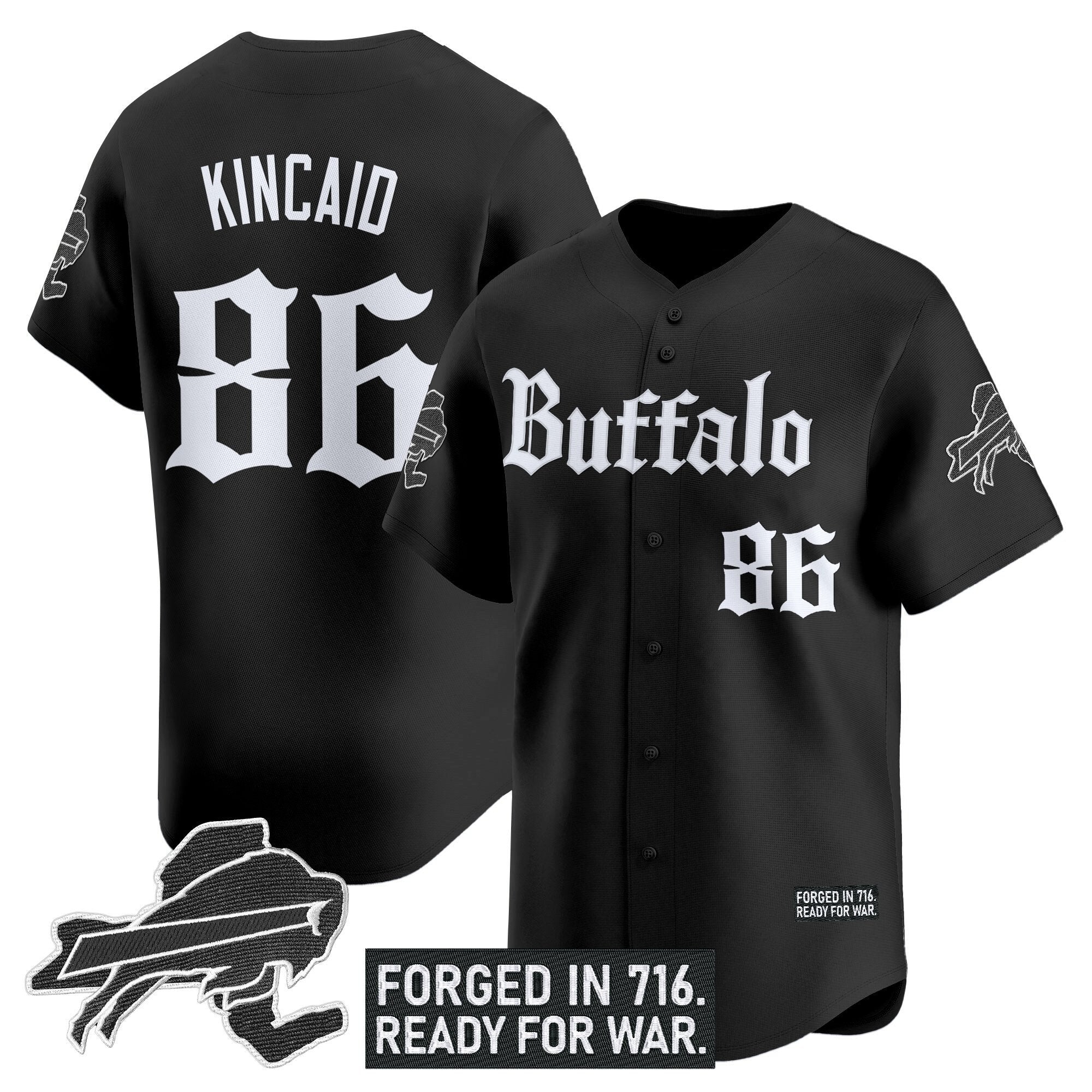 BUF 'Gothic Cold Front Edition' Vapor Baseball Jersey - Stitched