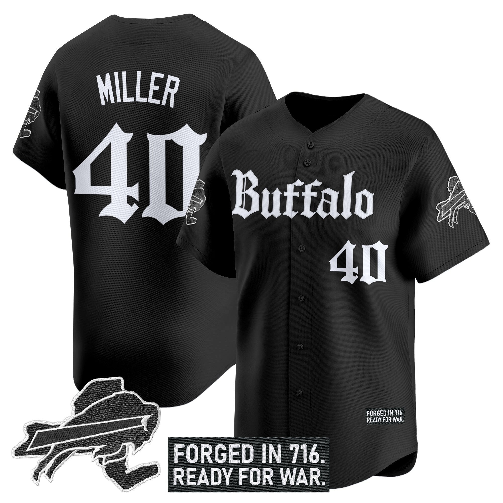 BUF 'Gothic Cold Front Edition' Vapor Baseball Jersey - Stitched