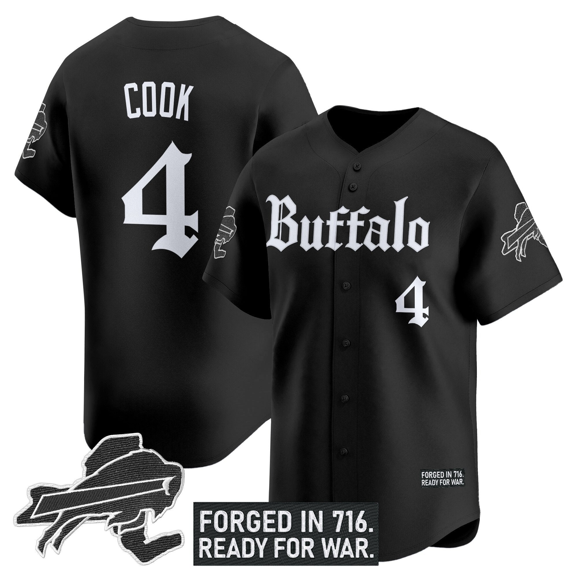 BUF 'Gothic Cold Front Edition' Vapor Baseball Jersey - Stitched