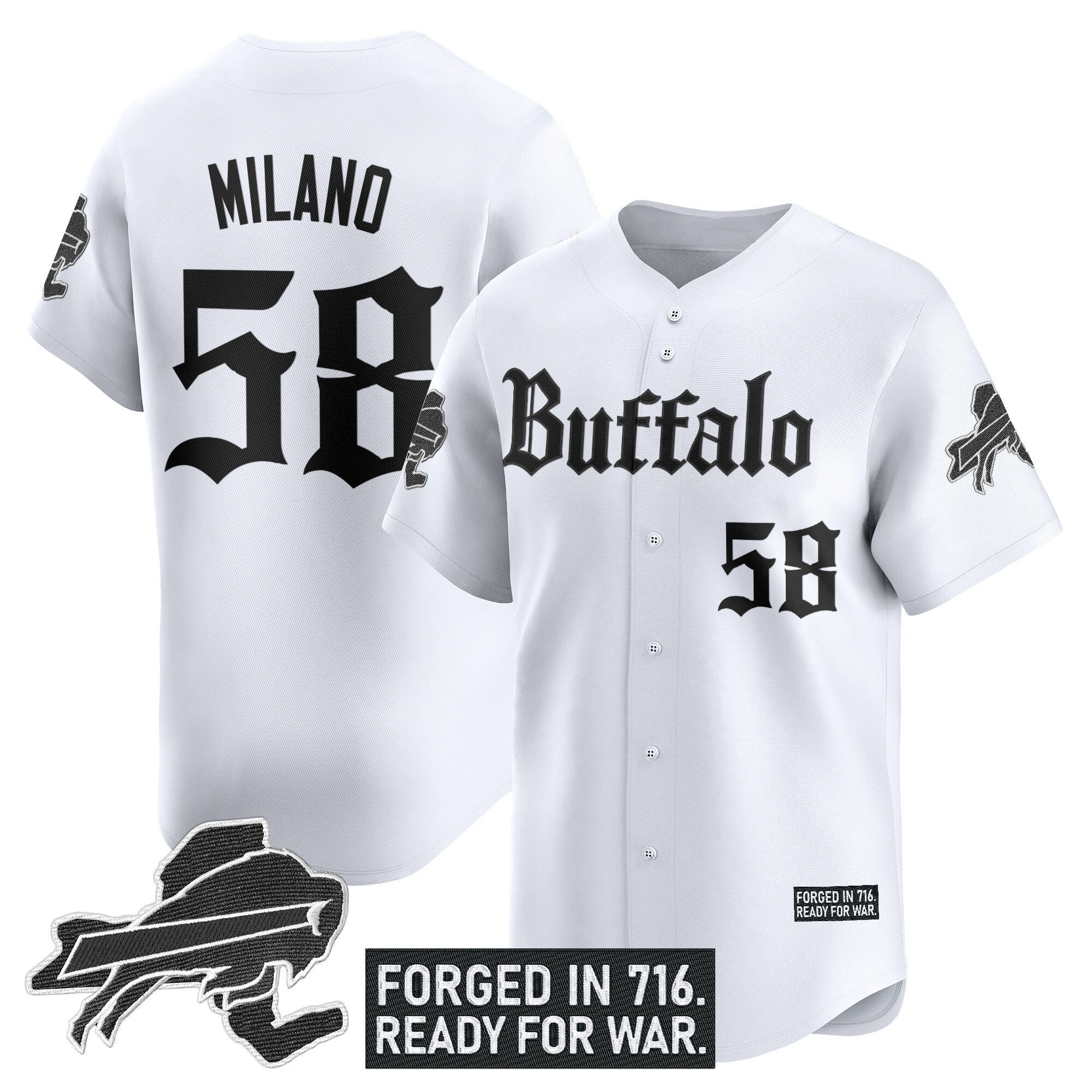 BUF 'Gothic Cold Front Edition' Vapor Baseball Jersey - Stitched