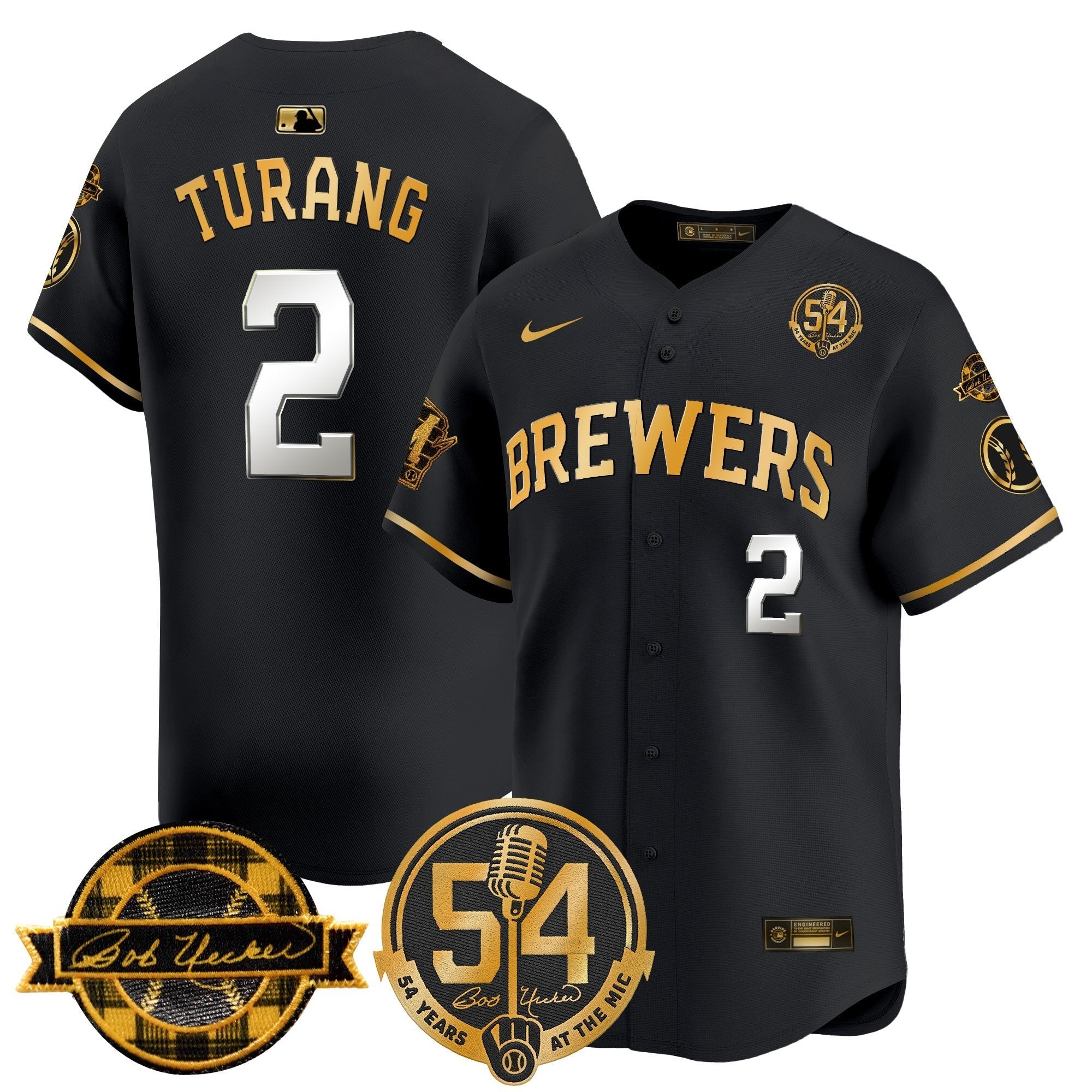 MIL 'Bob Uecker - 54 Seasons for Brewers' City Connect Jersey - Stitched