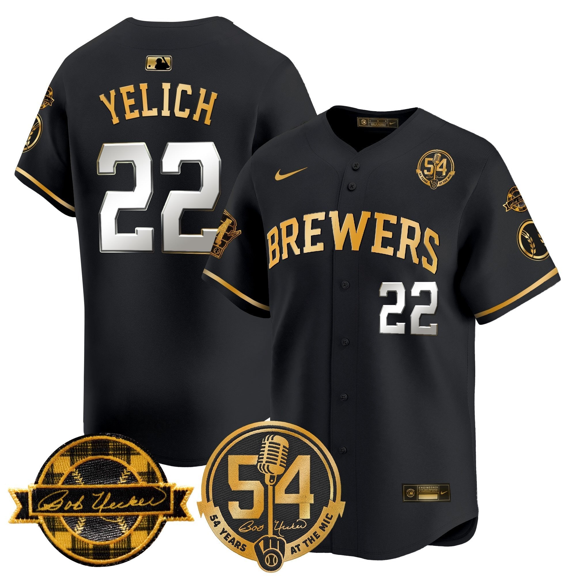 MIL 'Bob Uecker - 54 Seasons for Brewers' City Connect Jersey - Stitched
