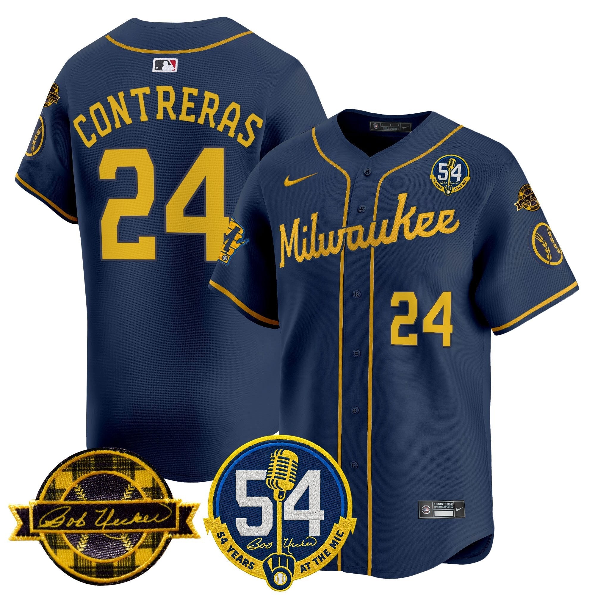 MIL 'Bob Uecker - 54 Seasons for Brewers' Limited Navy Jersey - Stitched