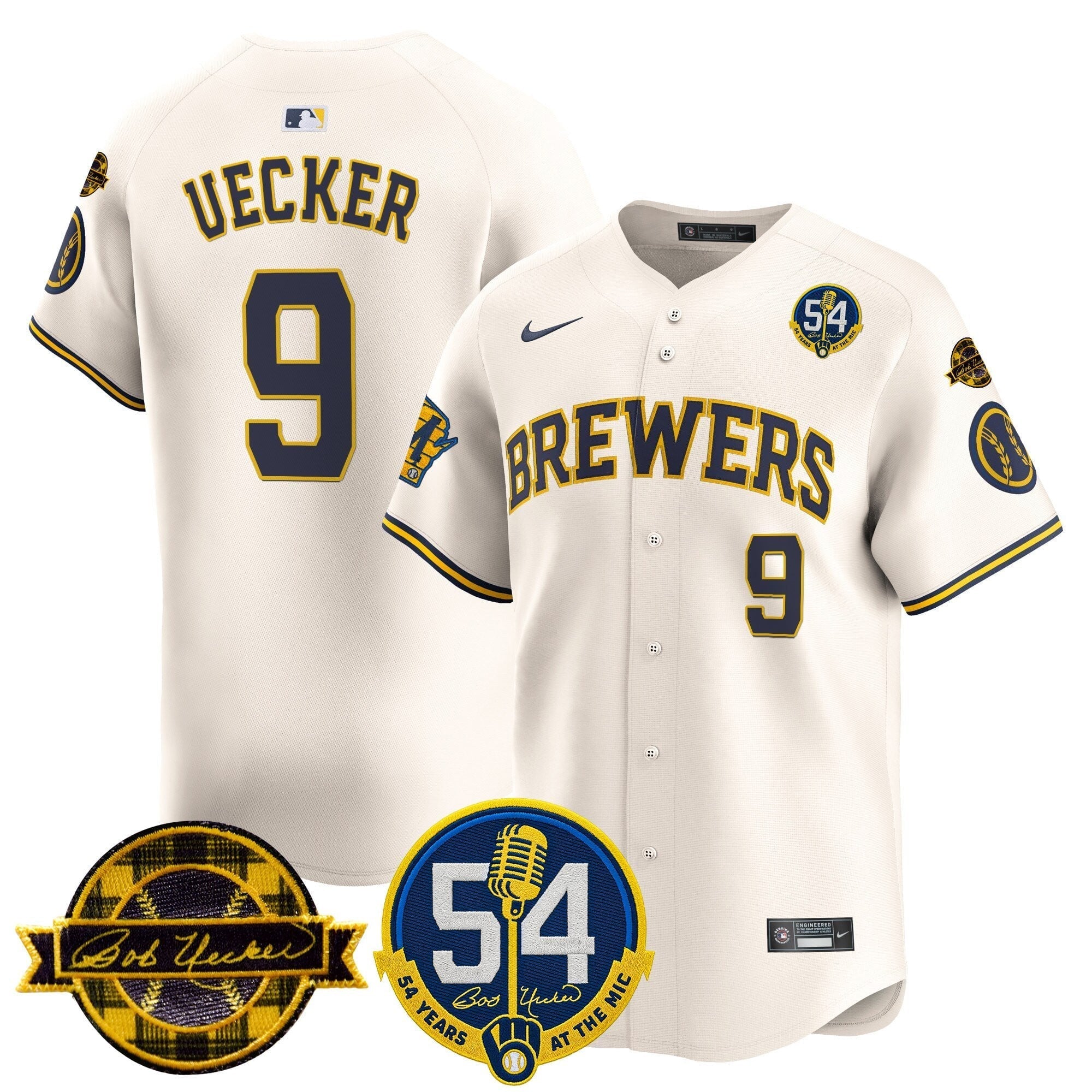 MIL 'Bob Uecker - 54 Seasons for Brewers' City Connect Jersey - Stitched