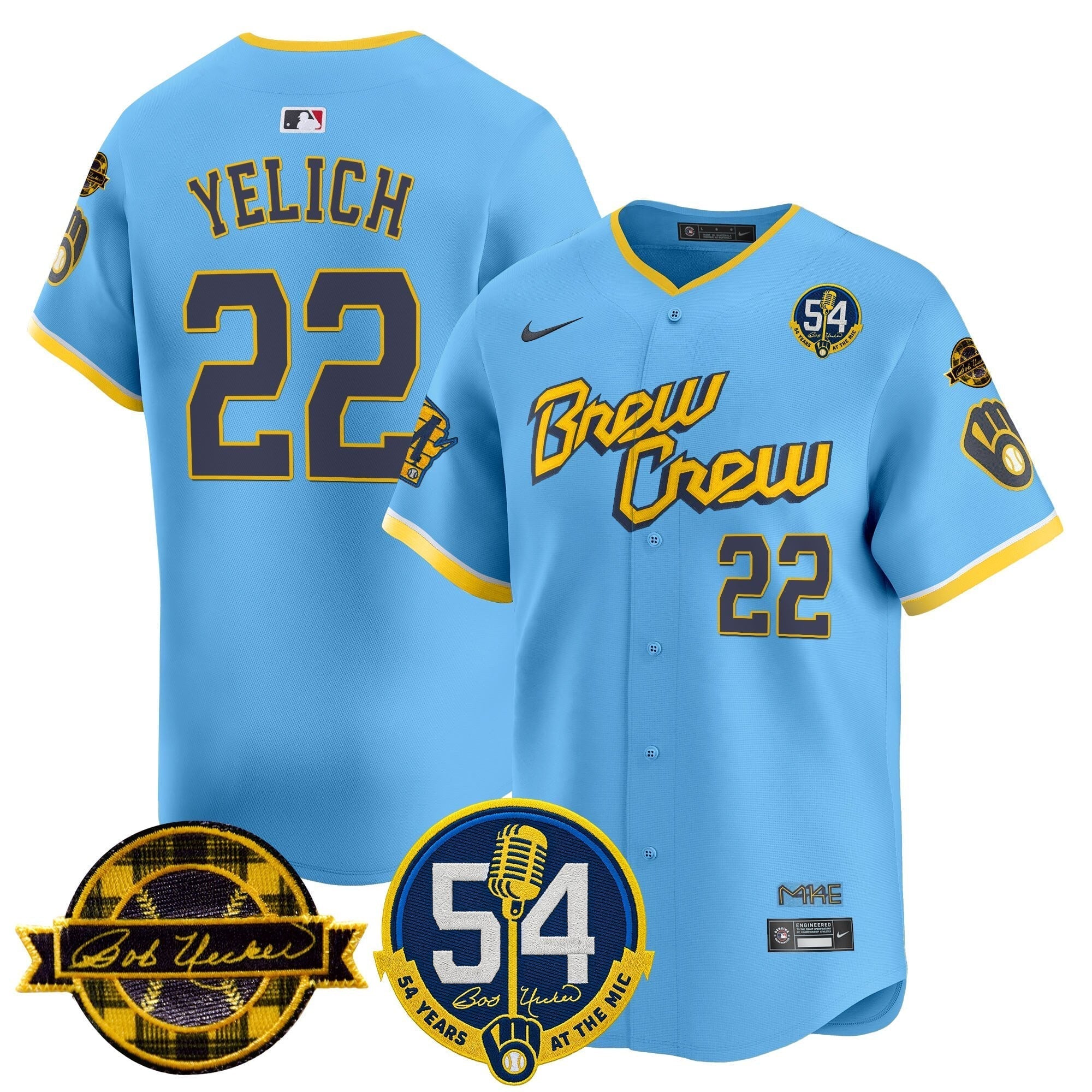 MIL 'Bob Uecker - 54 Seasons for Brewers' City Connect Jersey - Stitched