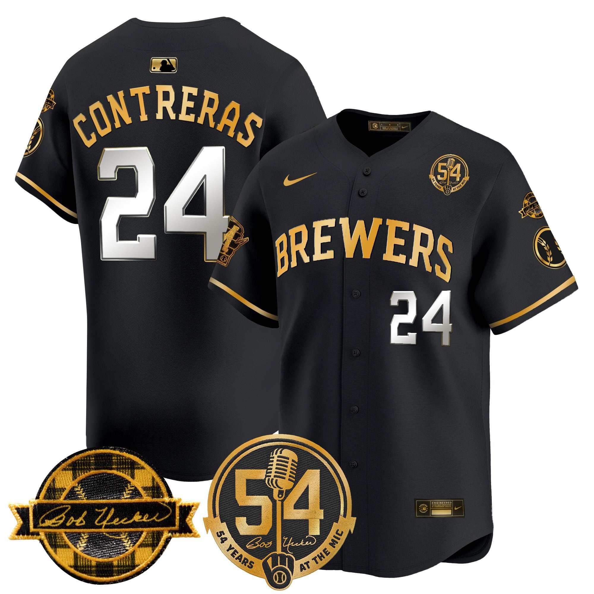 MIL 'Bob Uecker - 54 Seasons for Brewers' City Connect Jersey - Stitched