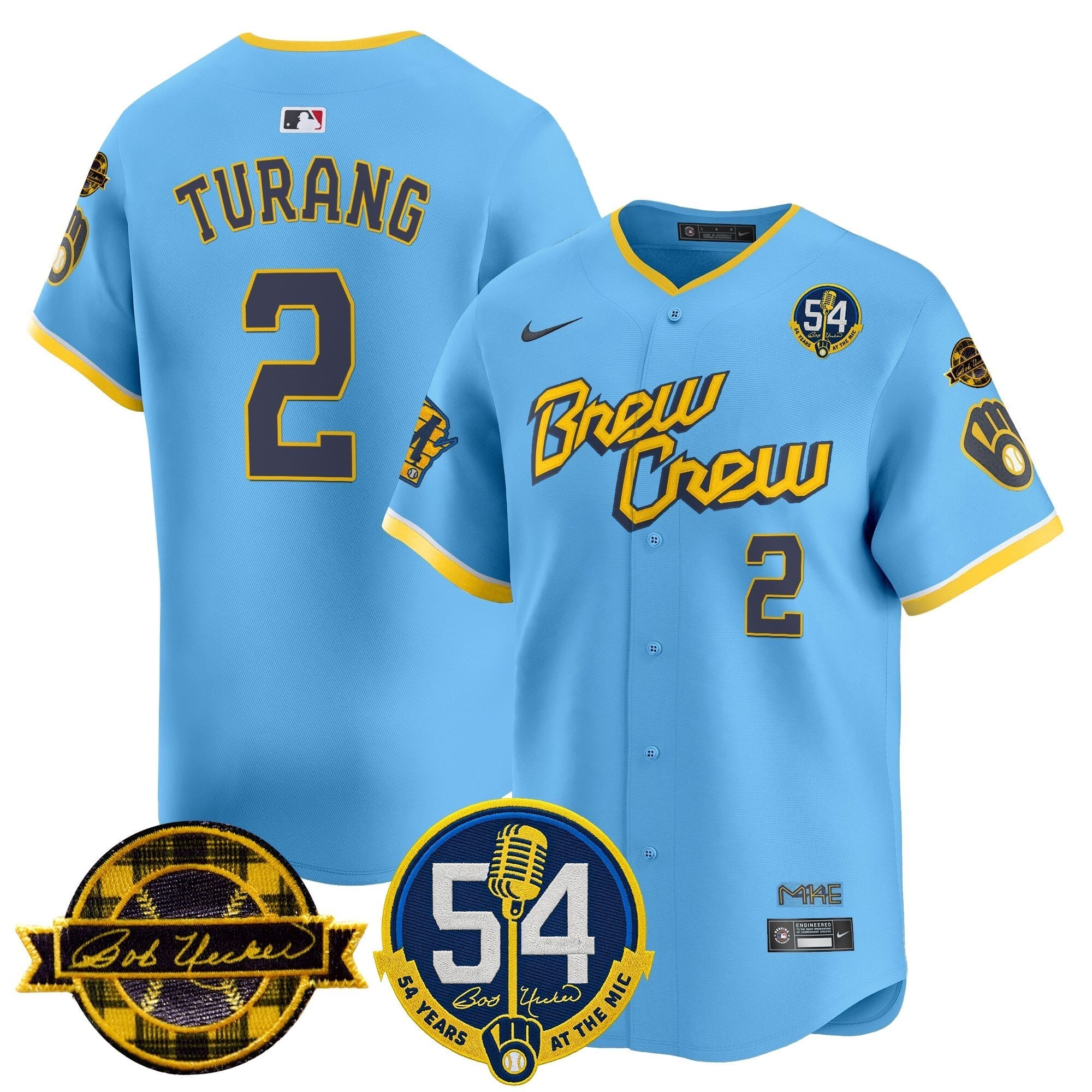 MIL 'Bob Uecker - 54 Seasons for Brewers' City Connect Jersey - Stitched