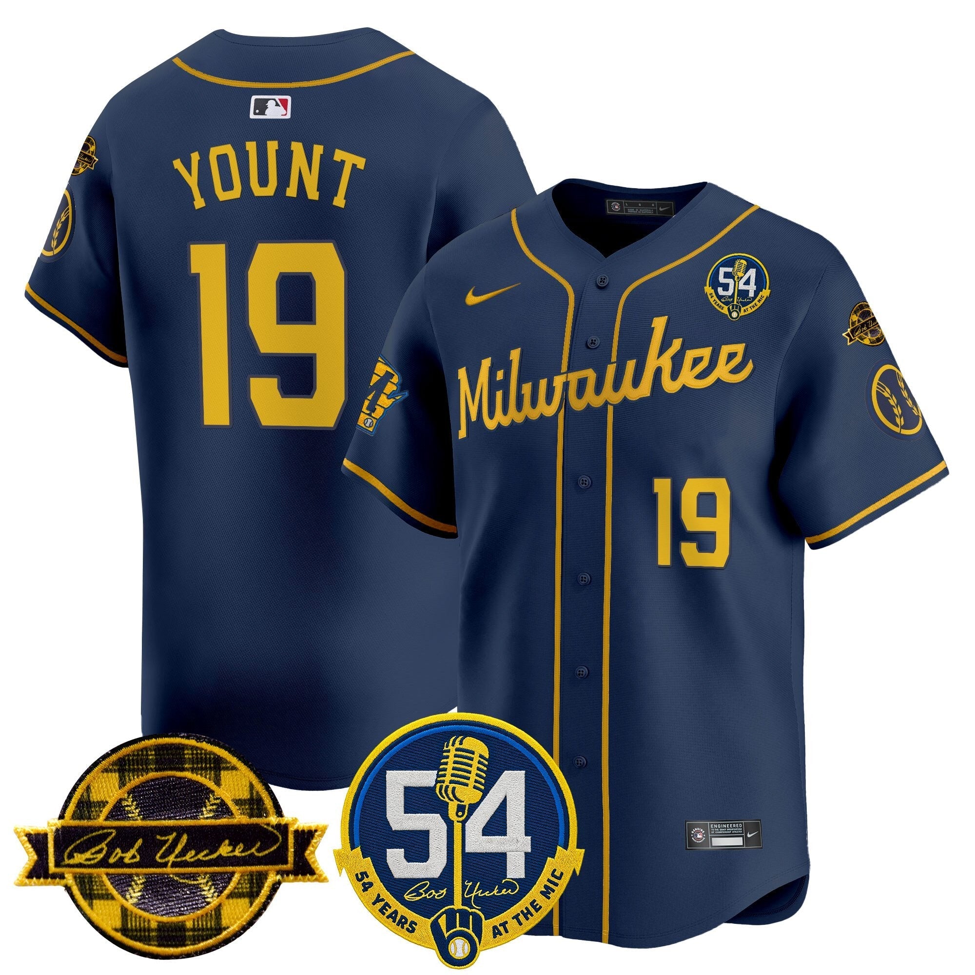 MIL 'Bob Uecker - 54 Seasons for Brewers' Limited Navy Jersey - Stitched