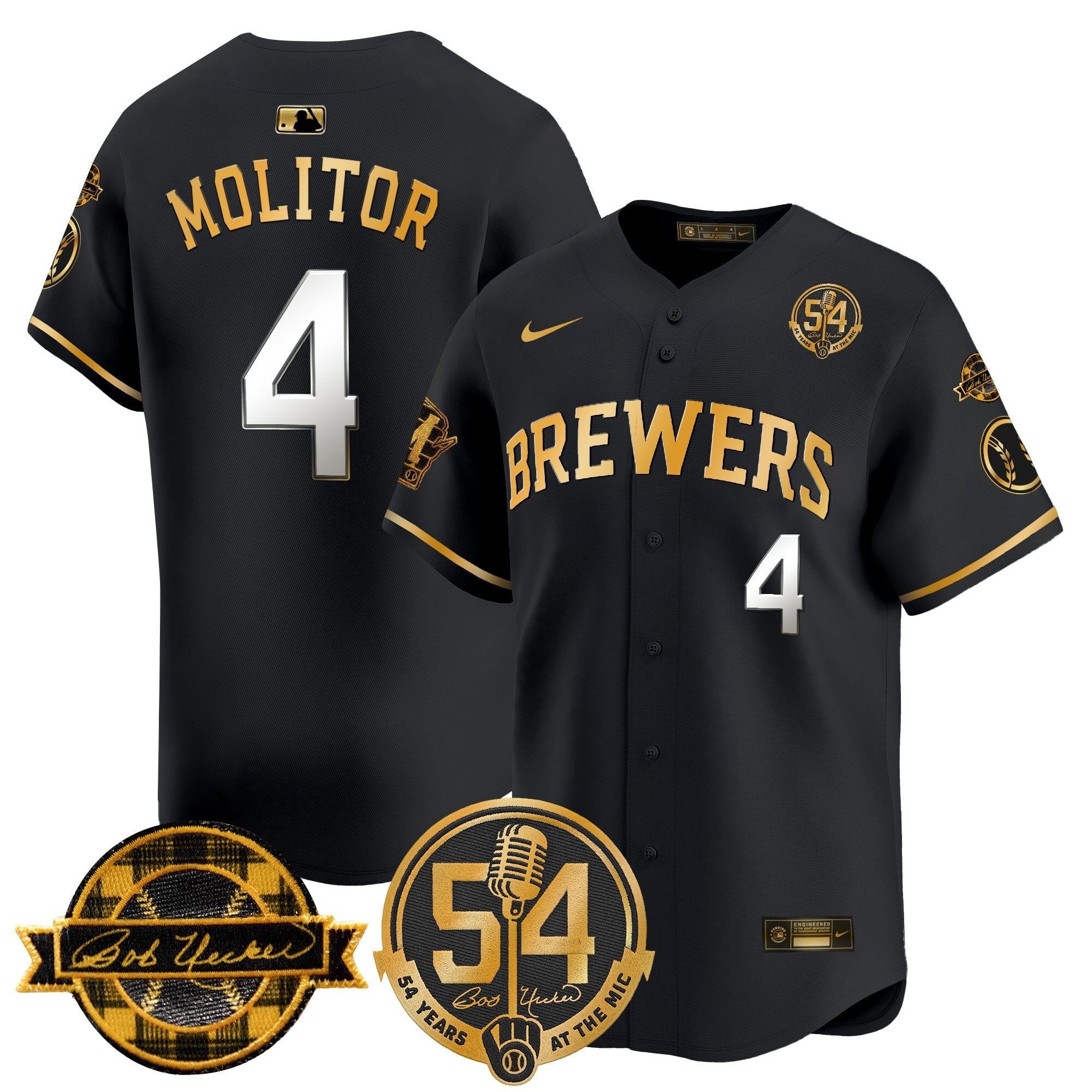 MIL 'Bob Uecker - 54 Seasons for Brewers' Limited Navy Jersey - Stitched