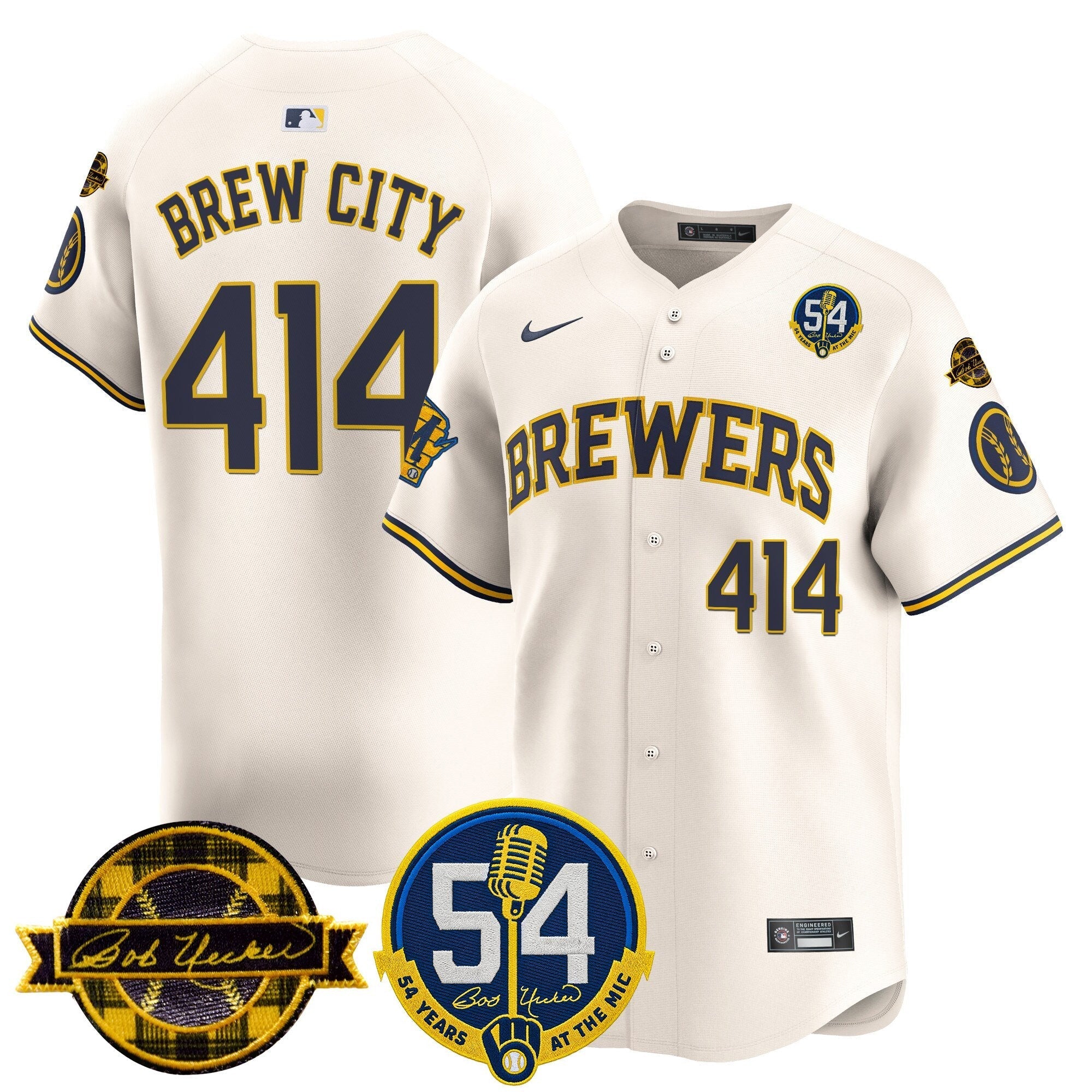 MIL 'Bob Uecker - 54 Seasons for Brewers' City Connect Jersey - Stitched