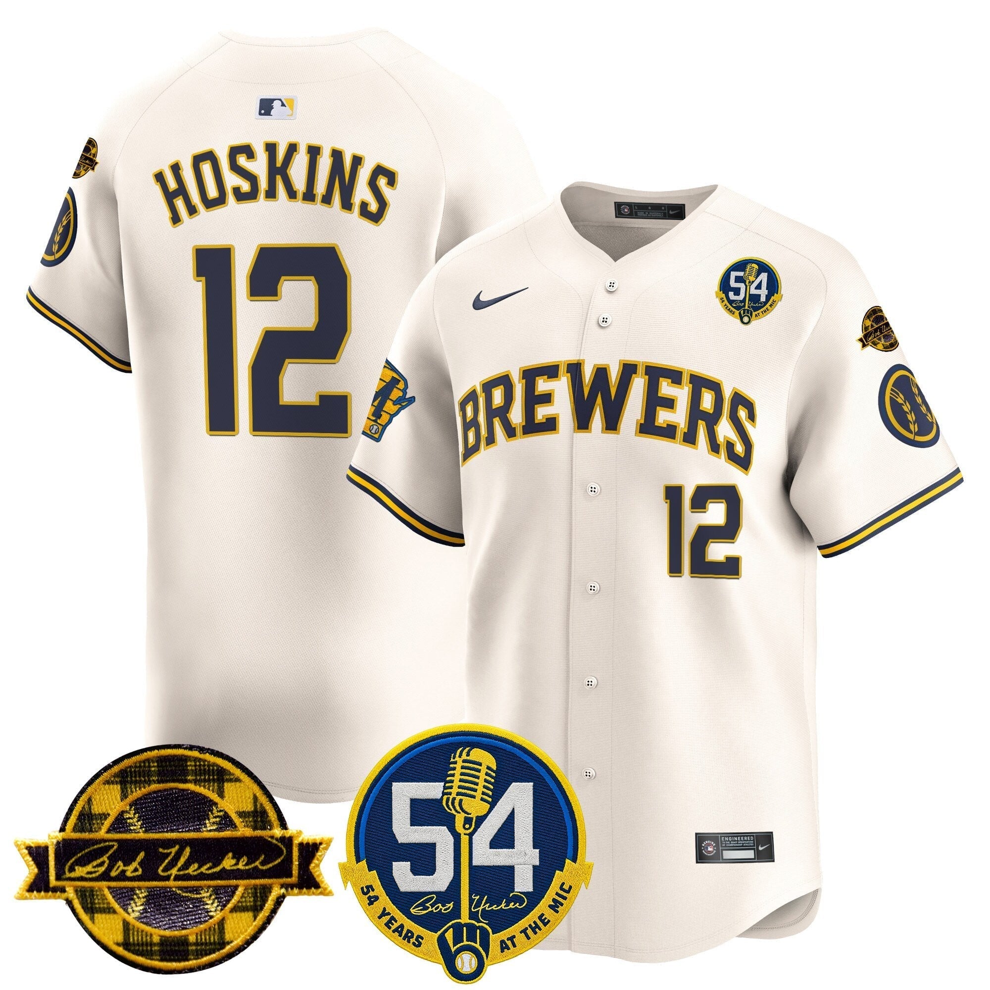 MIL 'Bob Uecker - 54 Seasons for Brewers' Limited Gold Jersey - Stitched