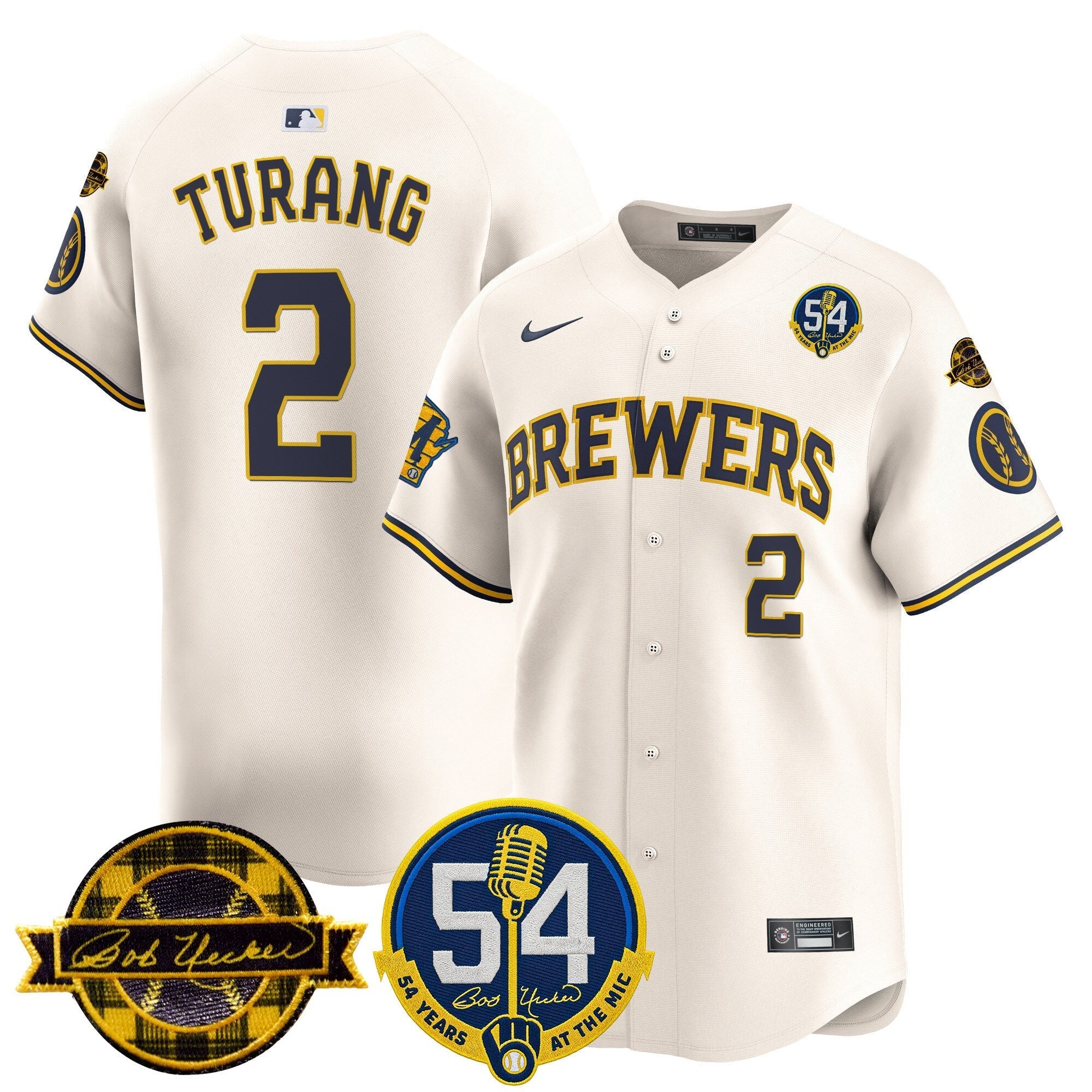 MIL 'Bob Uecker - 54 Seasons for Brewers' City Connect Jersey - Stitched