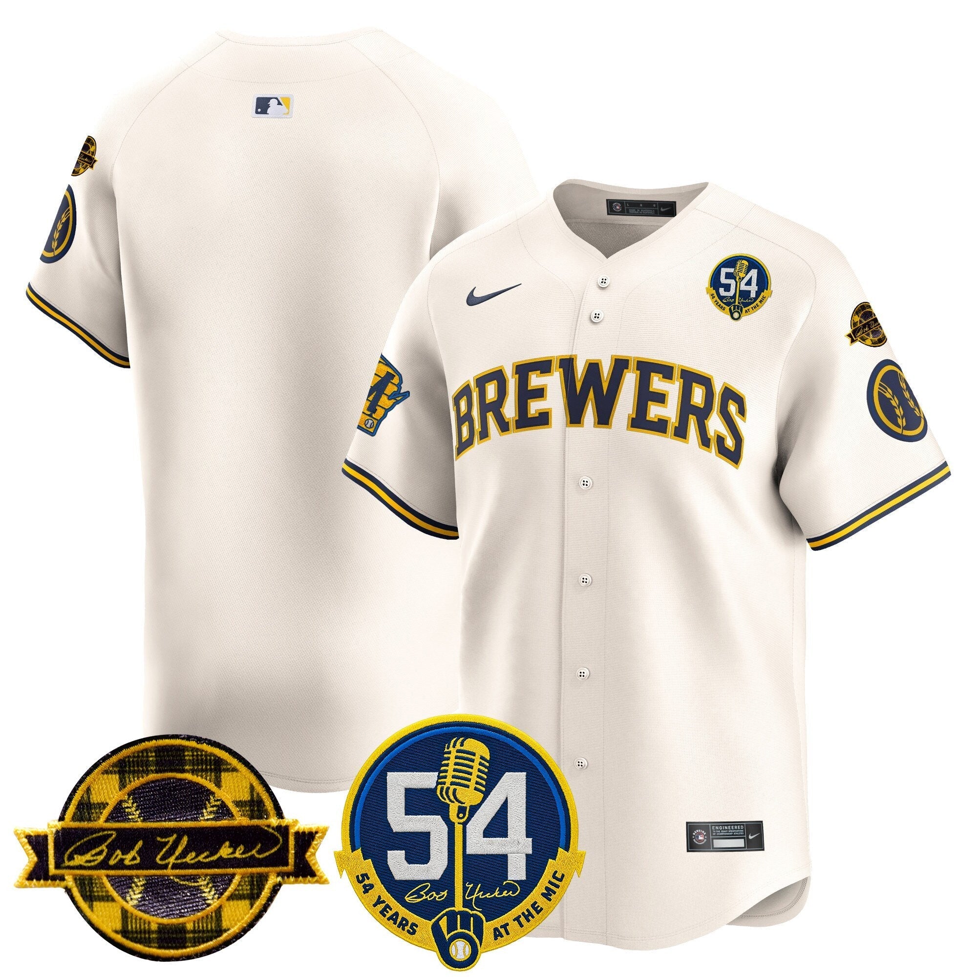 MIL 'Bob Uecker - 54 Seasons for Brewers' Vapor Premier Limited Jersey - Stitched