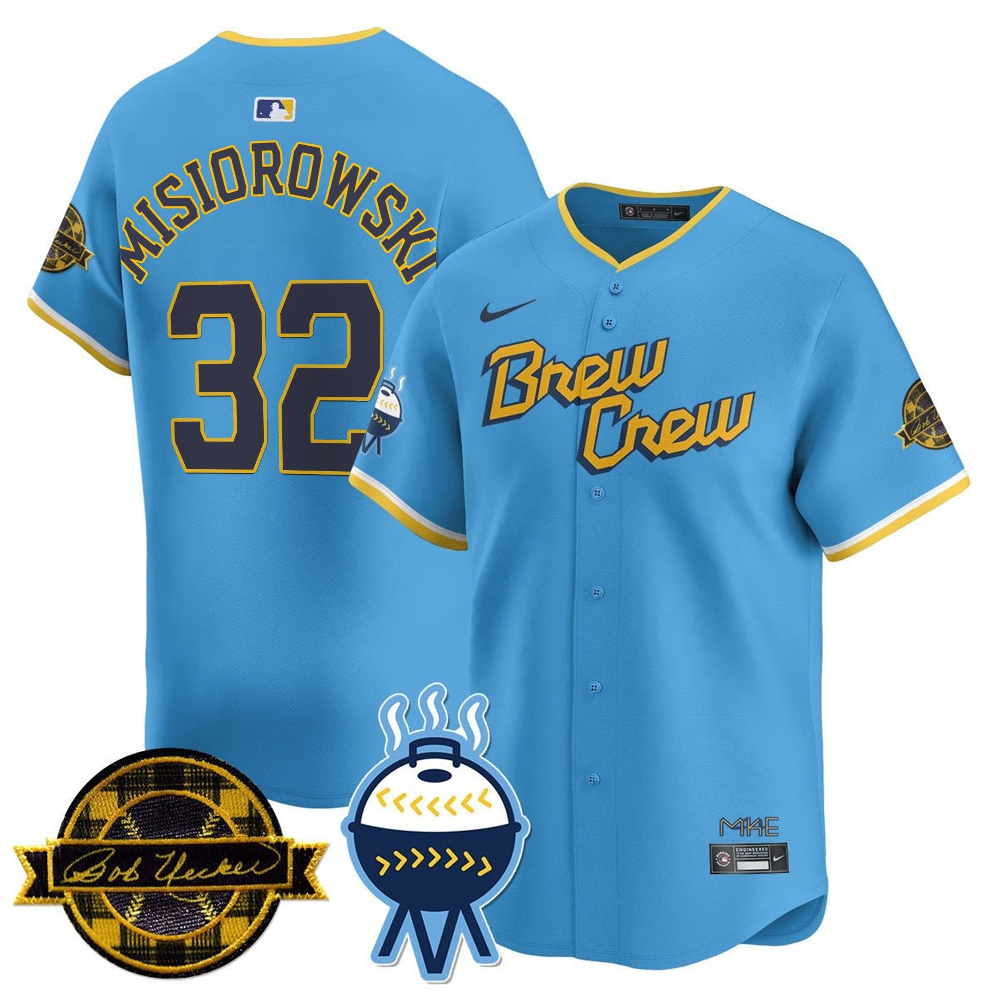 MIL Bob Uecker Patch Vapor Limited Jersey - Stitched