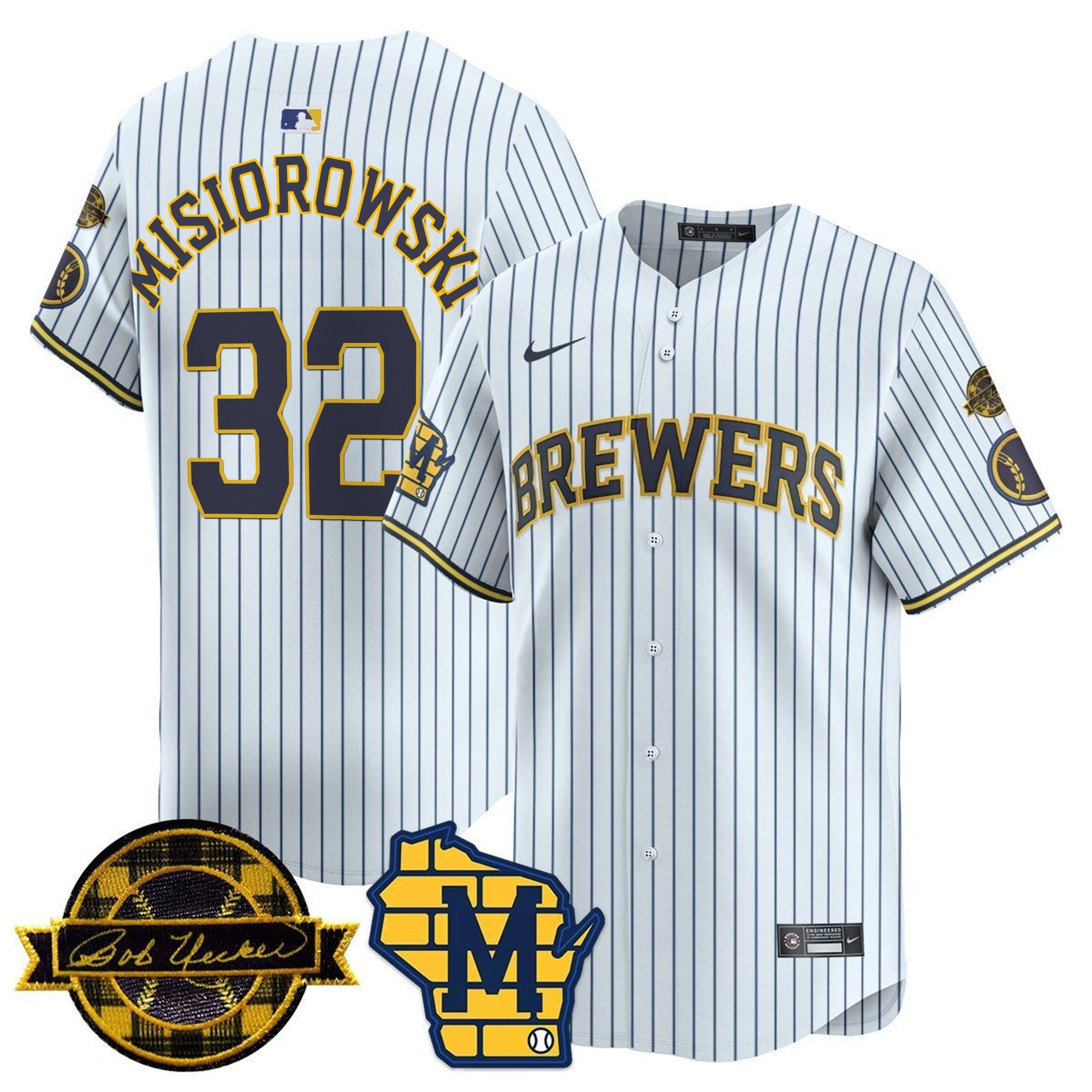 MIL Bob Uecker Patch Vapor Limited Jersey - Stitched
