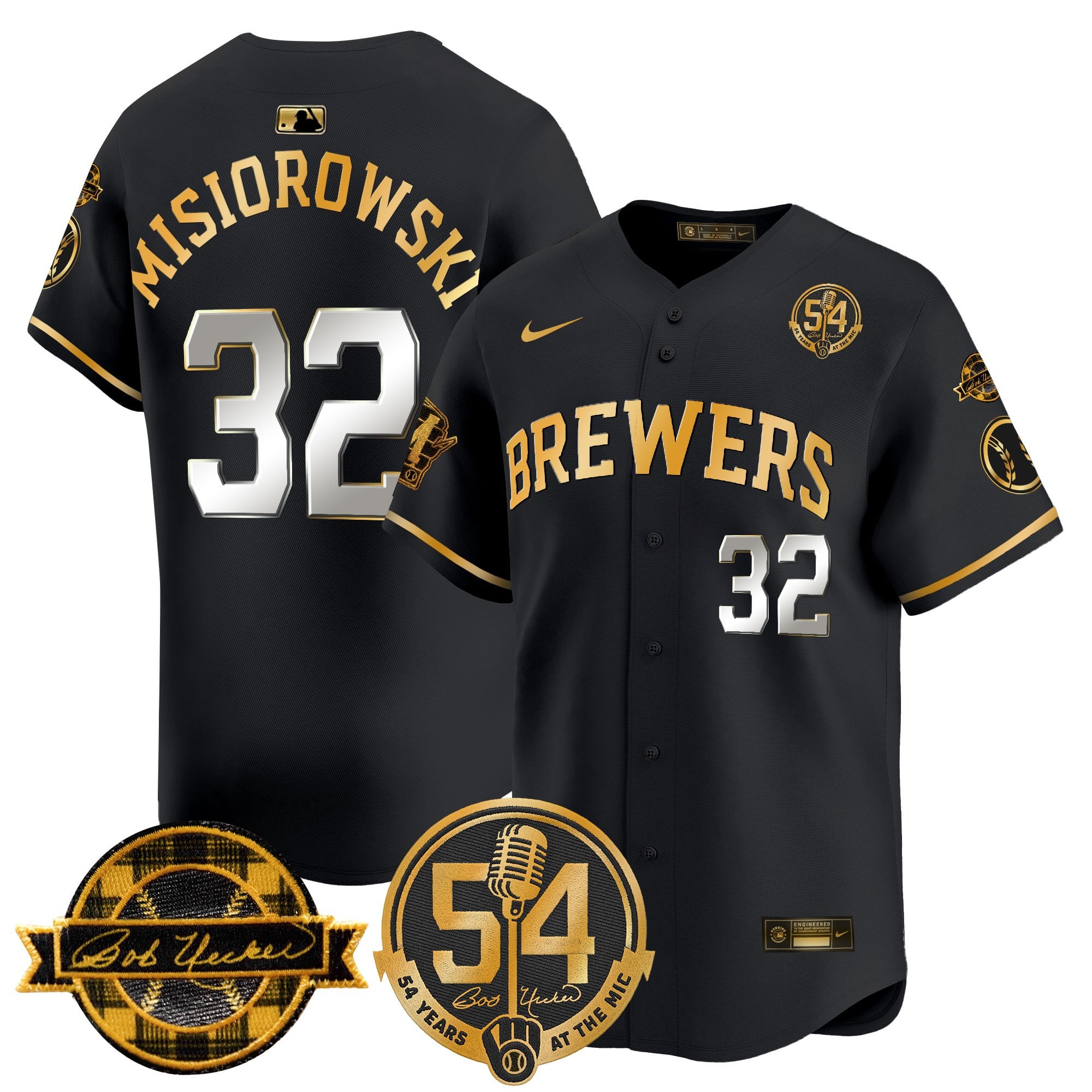 MIL 'Bob Uecker - 54 Seasons for Brewers' City Connect Jersey - Stitched