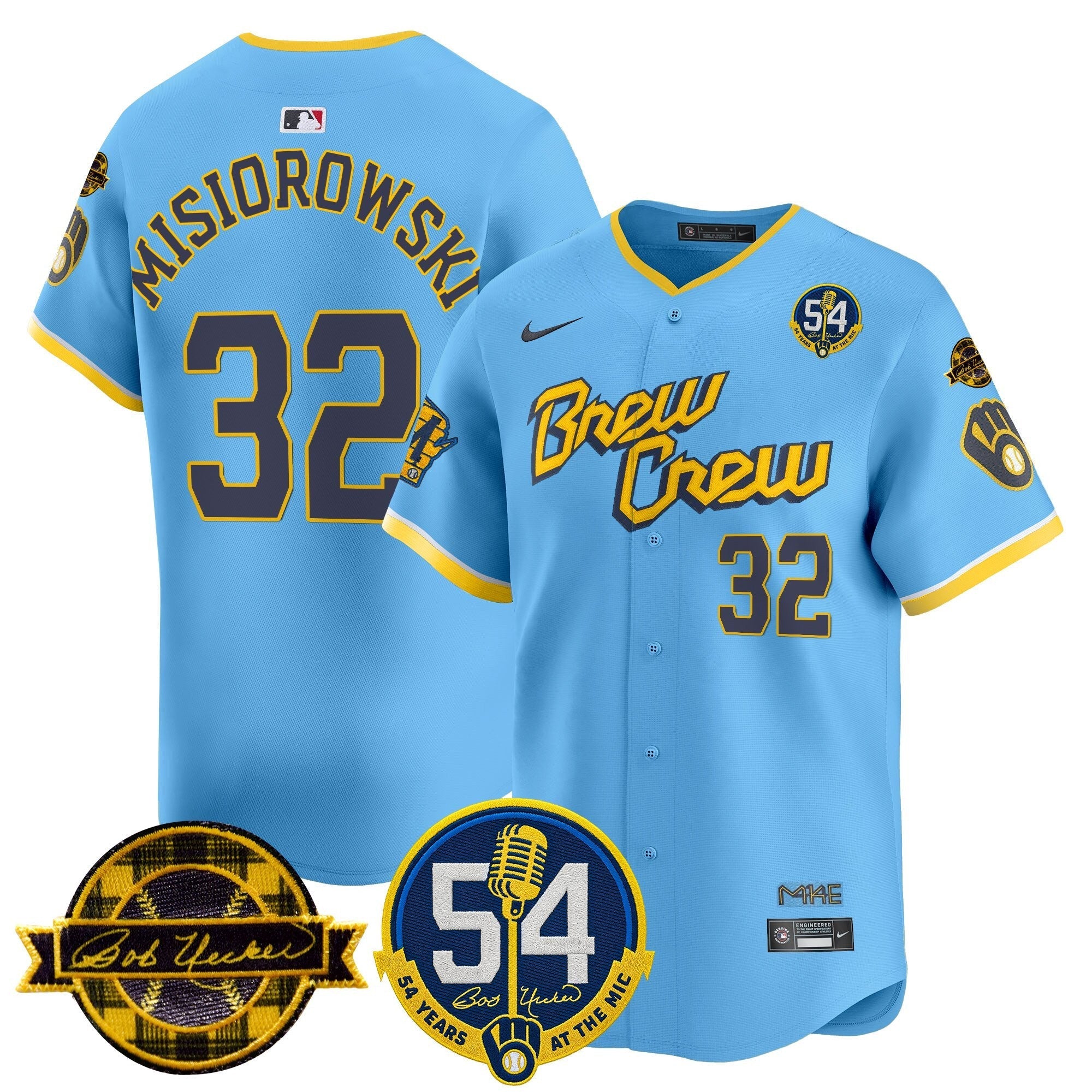 MIL 'Bob Uecker - 54 Seasons for Brewers' City Connect Jersey - Stitched