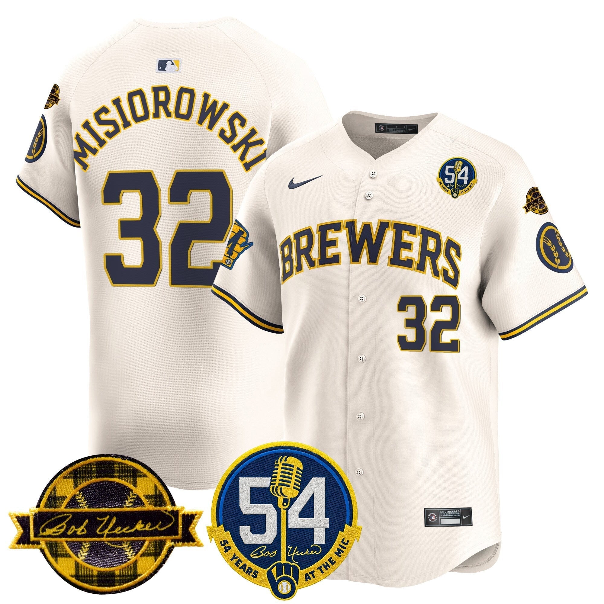 MIL 'Bob Uecker - 54 Seasons for Brewers' Vapor Premier Limited Jersey - Stitched