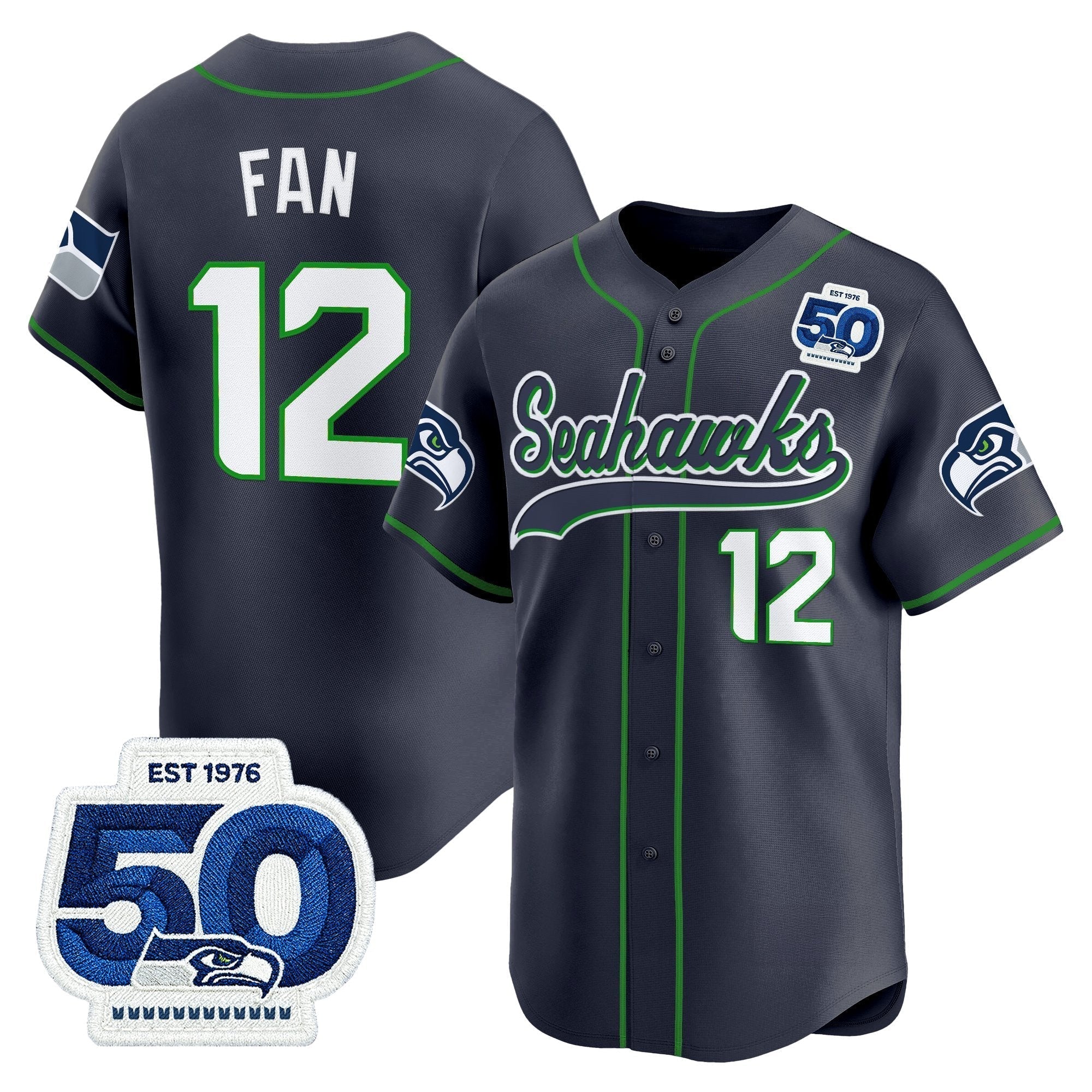 SEA 50th Anniversary Vapor Baseball Jersey - Stitched