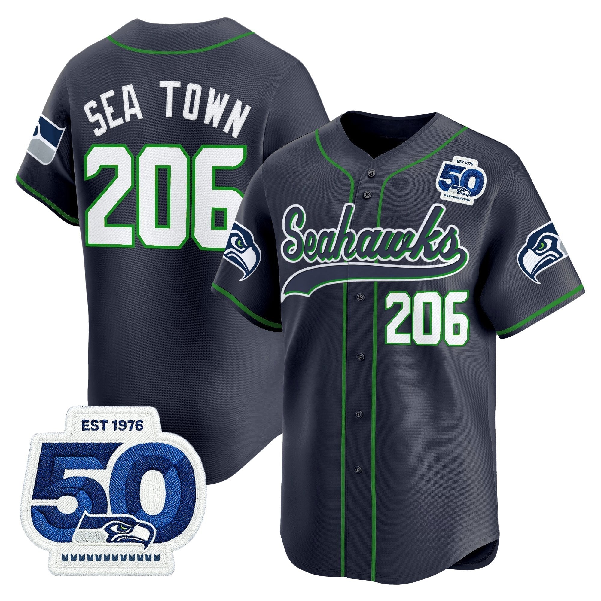 SEA 50th Anniversary Vapor Baseball Jersey - Stitched